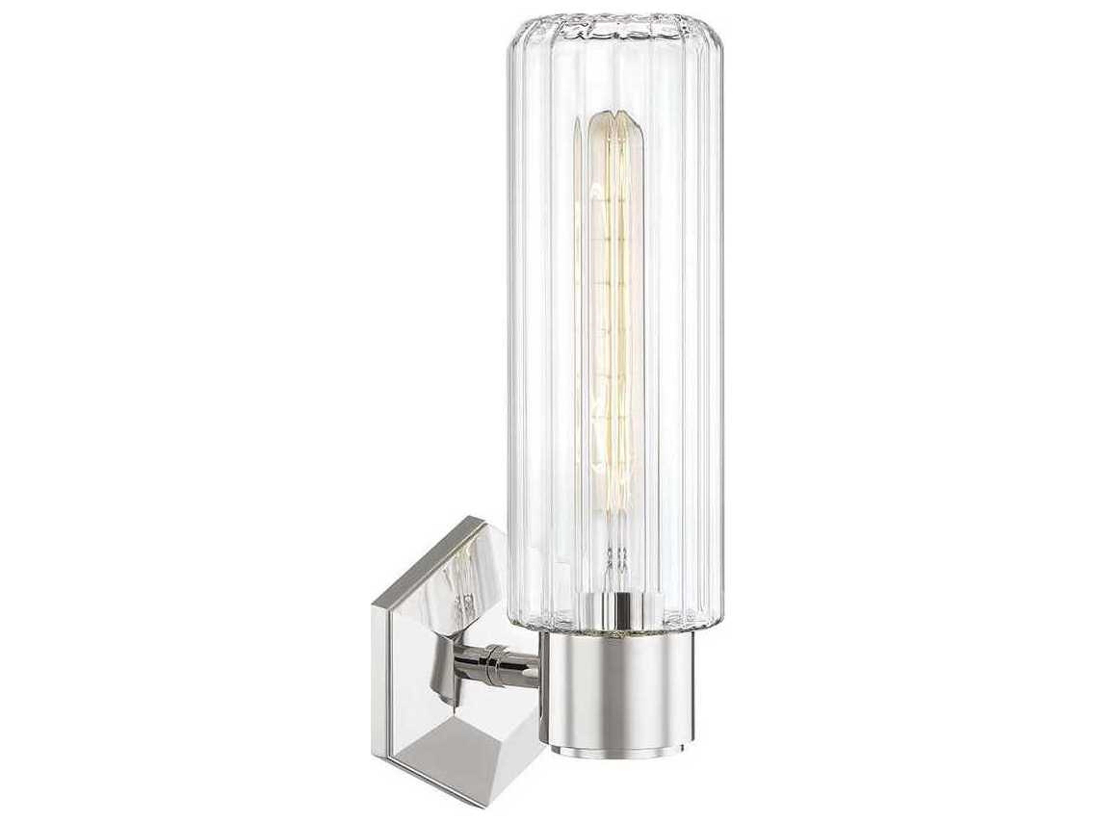 Hudson Valley Roebling 1-Light Polished Nickel Glass Wall Sconce