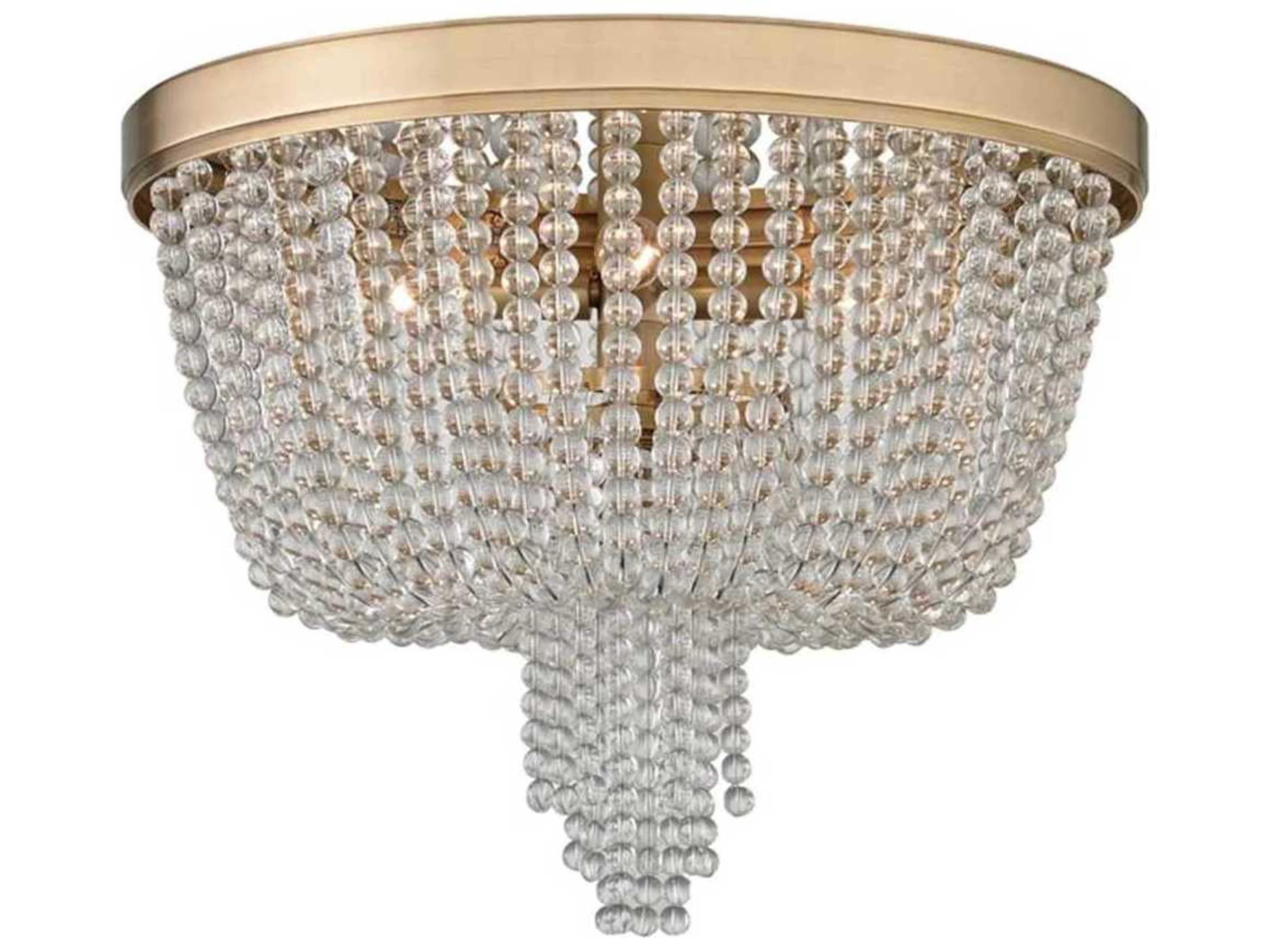 Hudson Valley Royalton 4-Light Aged Brass Clear Crystal Empire Flush Mount