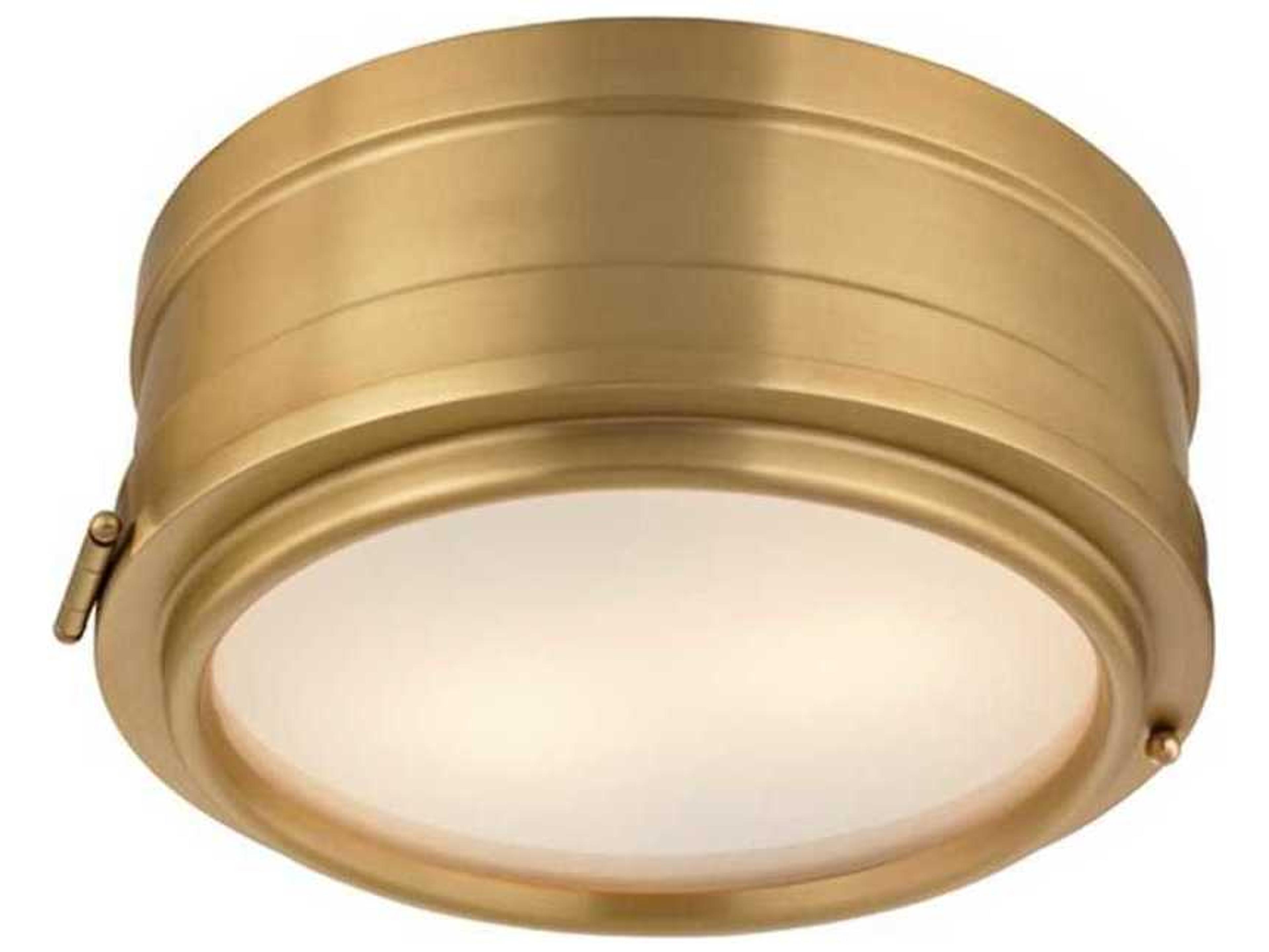 Hudson Valley Rye 2-Light Aged Brass White Glass Drum Flush Mount