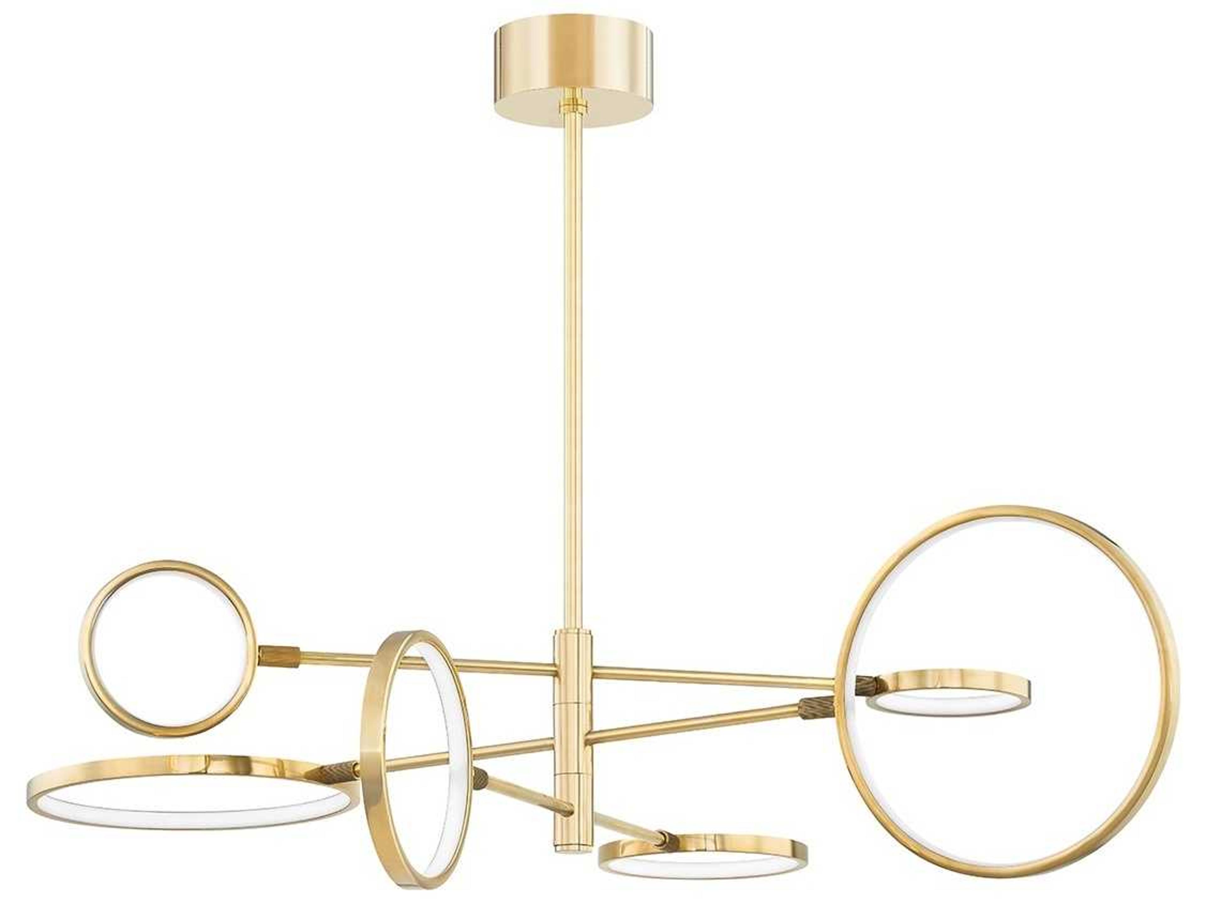 Hudson Valley Saturn 6-Light Aged Brass Glass LED Round Chandelier