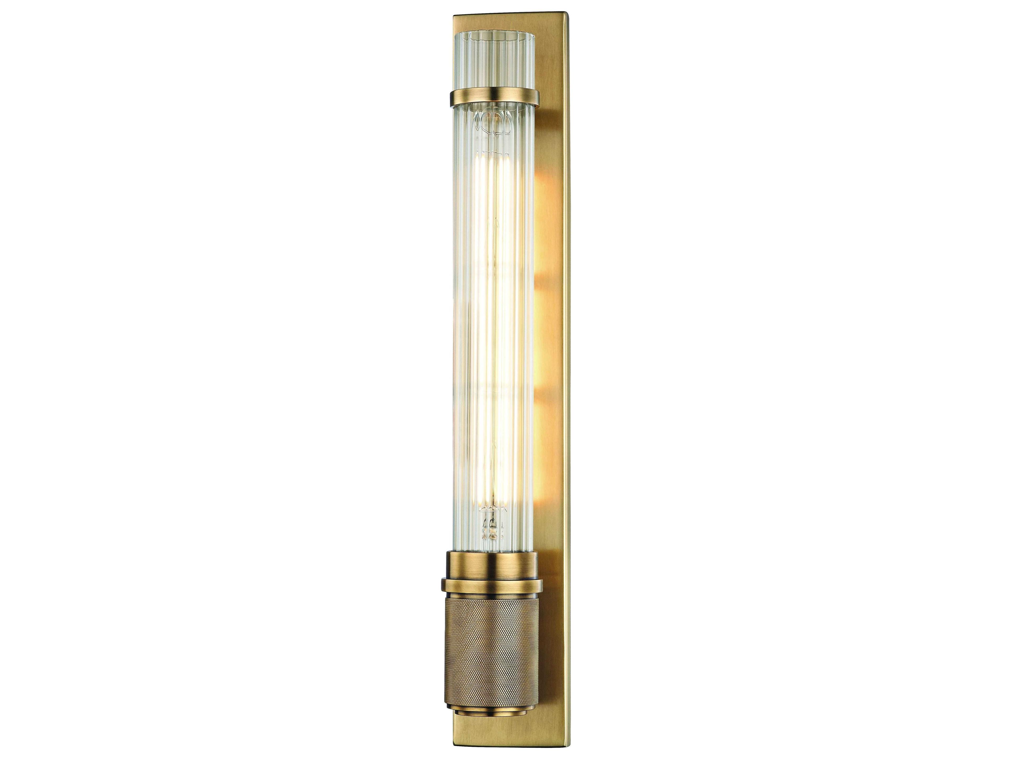 Hudson Valley Shaw 1-Light Aged Brass Glass LED Wall Sconce