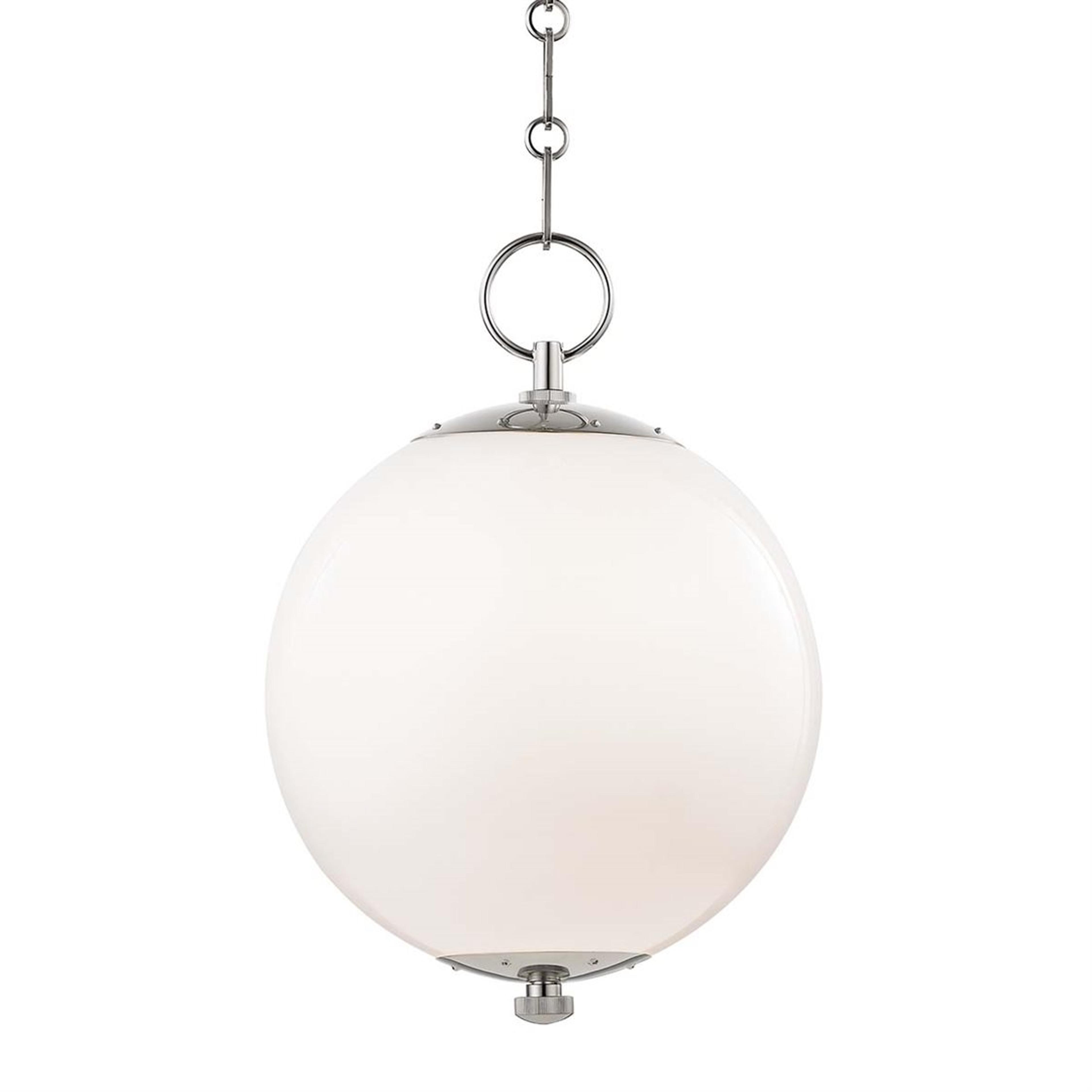 Hudson Valley Sphere 1-Light Polished Nickel White Glass Globe Mini Pendant