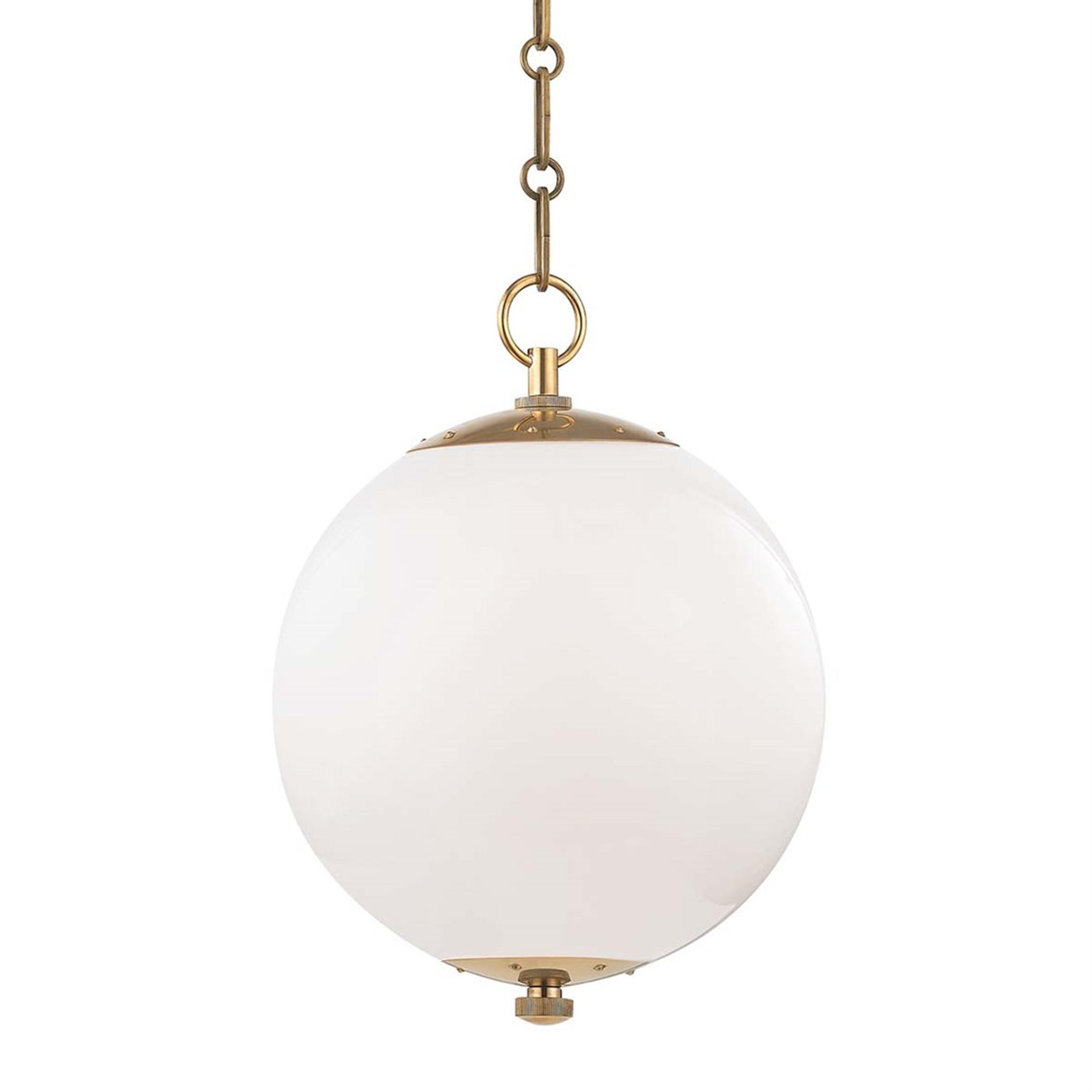 Hudson Valley Sphere 1-Light Aged Brass White Glass Globe Mini Pendant