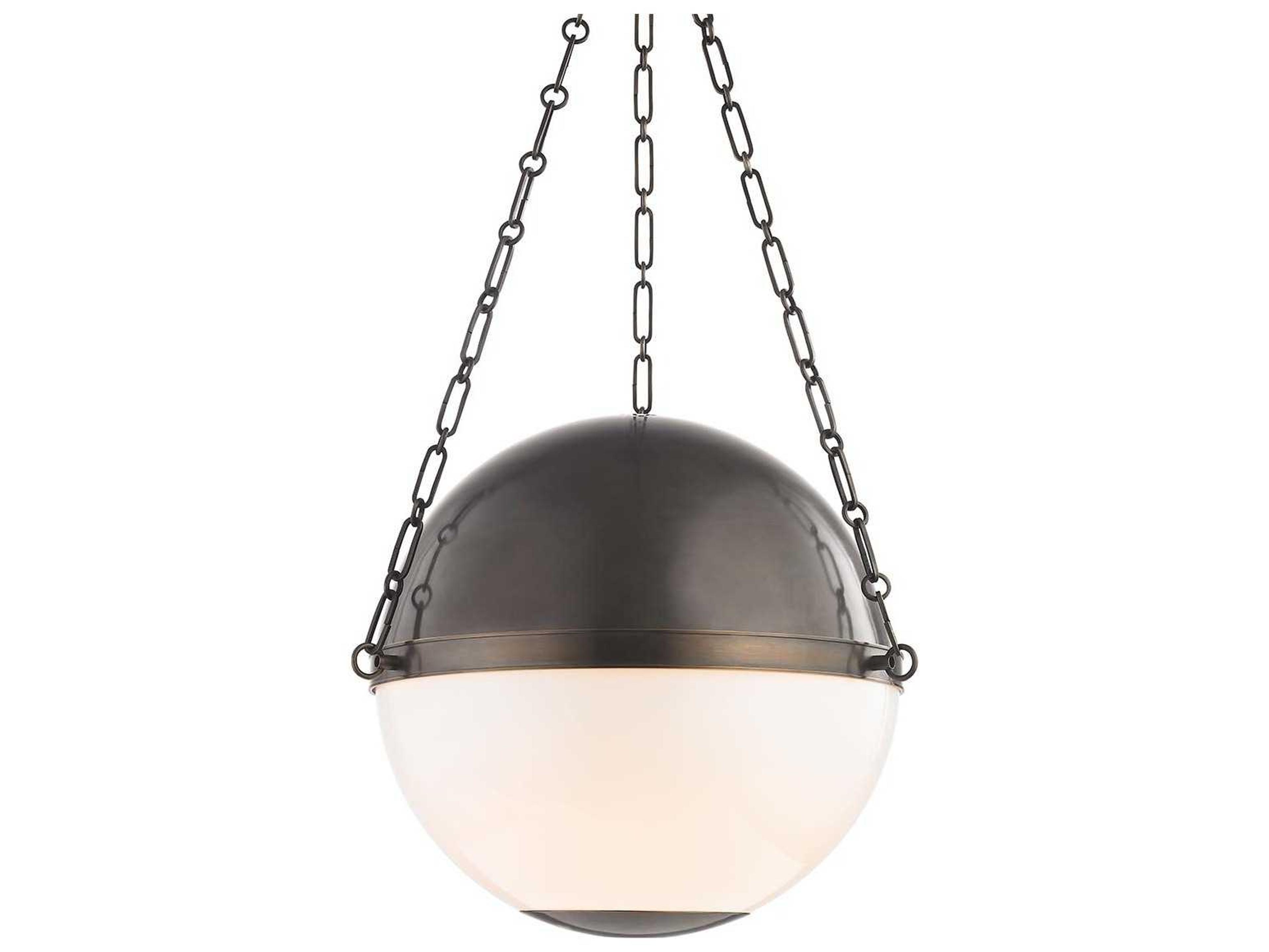 Sphere 3-Light Distressed Bronze White Glass Globe Pendant