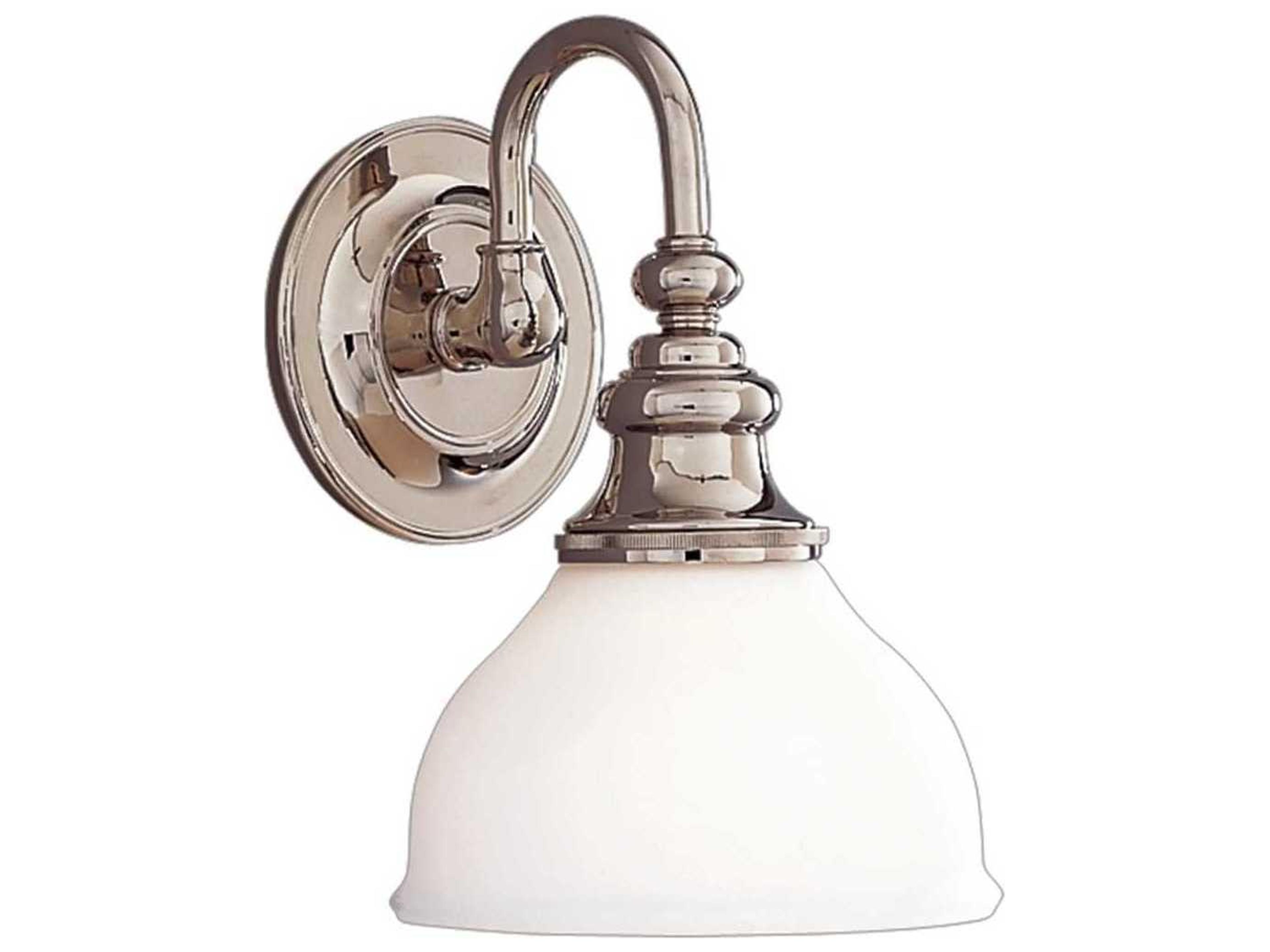 Hudson Valley Sutton 1-Light Polished Nickel Off White Glass Wall Sconce
