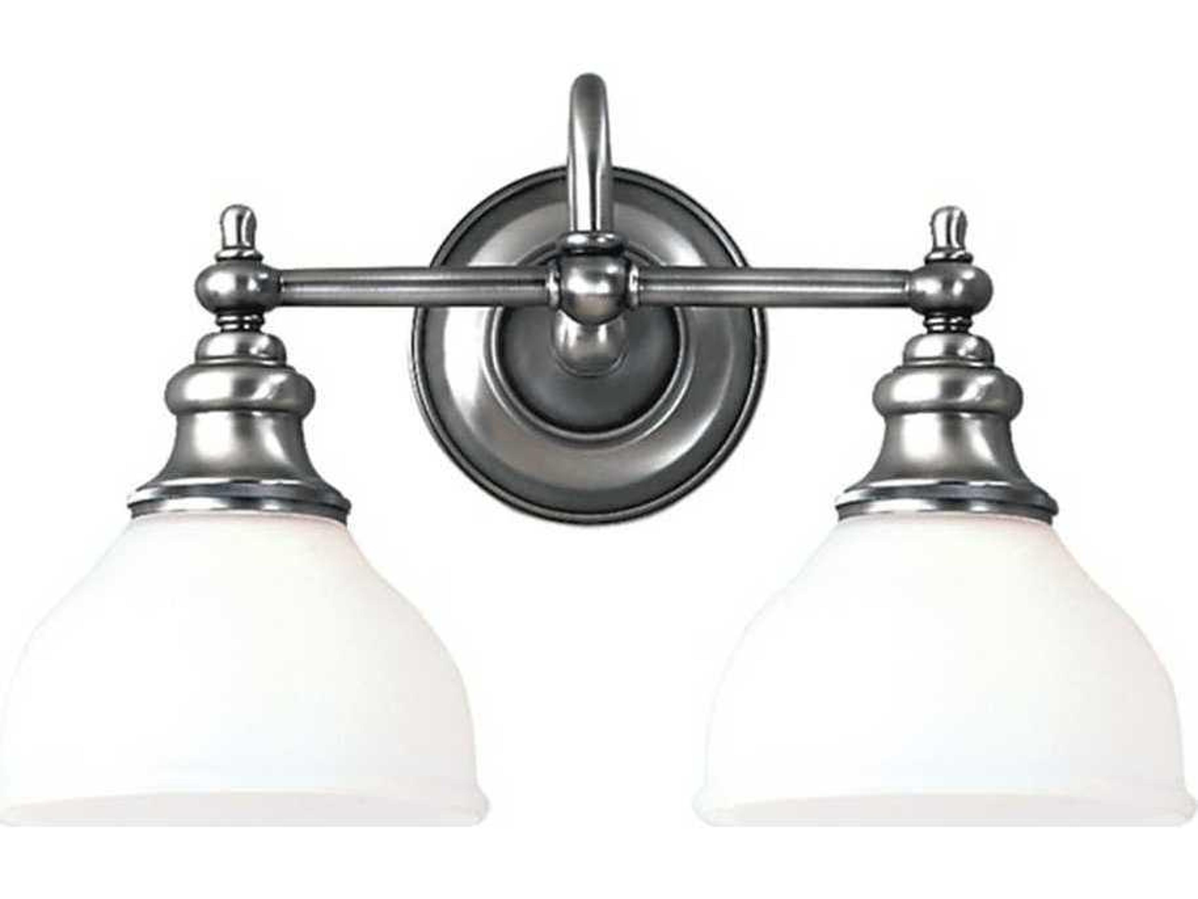 Hudson Valley Sutton 2-Light Polished Nickel Off White Glass Vanity Light