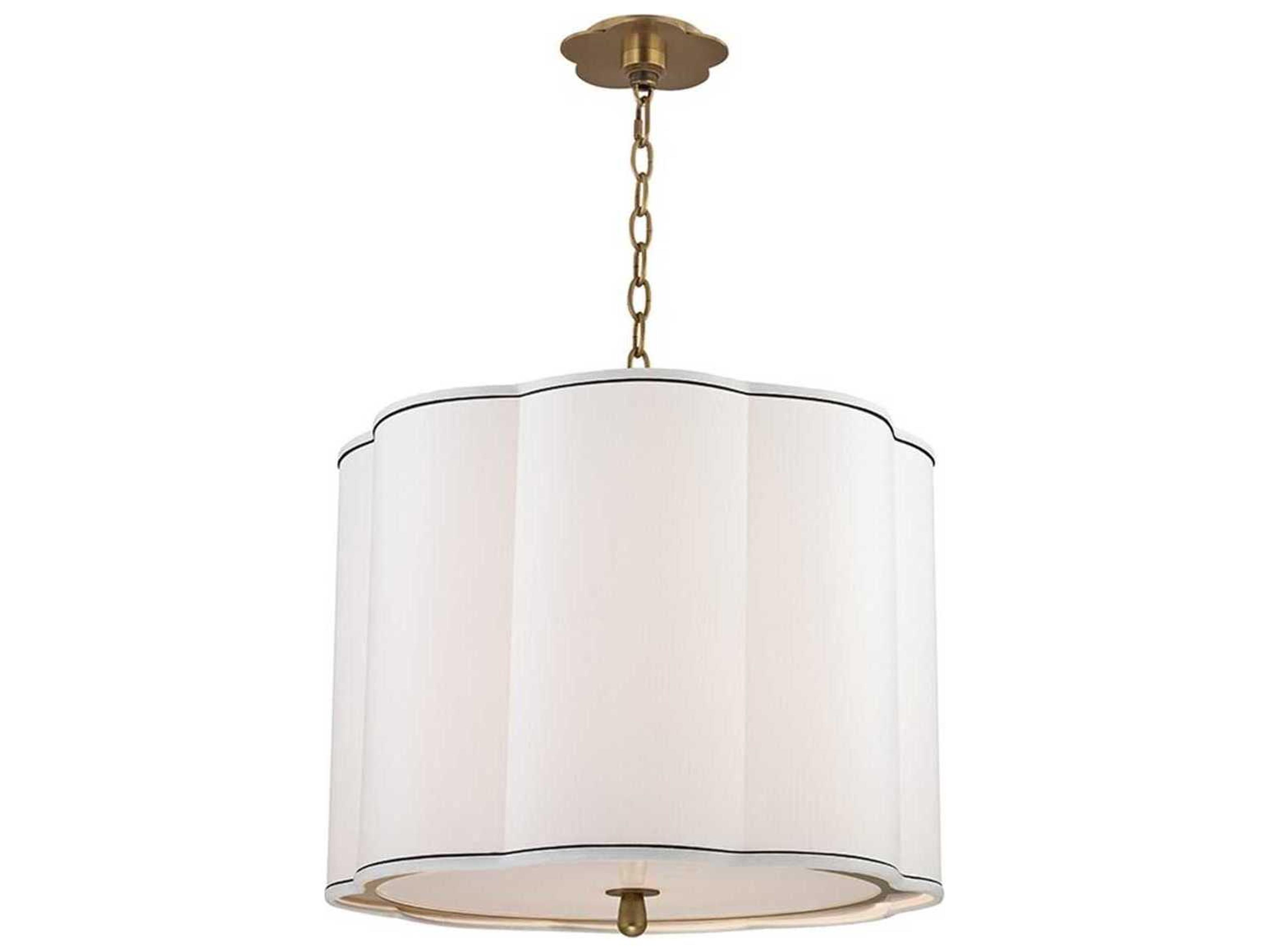Hudson Valley Sweeny 4-Light Aged Brass White Pendant