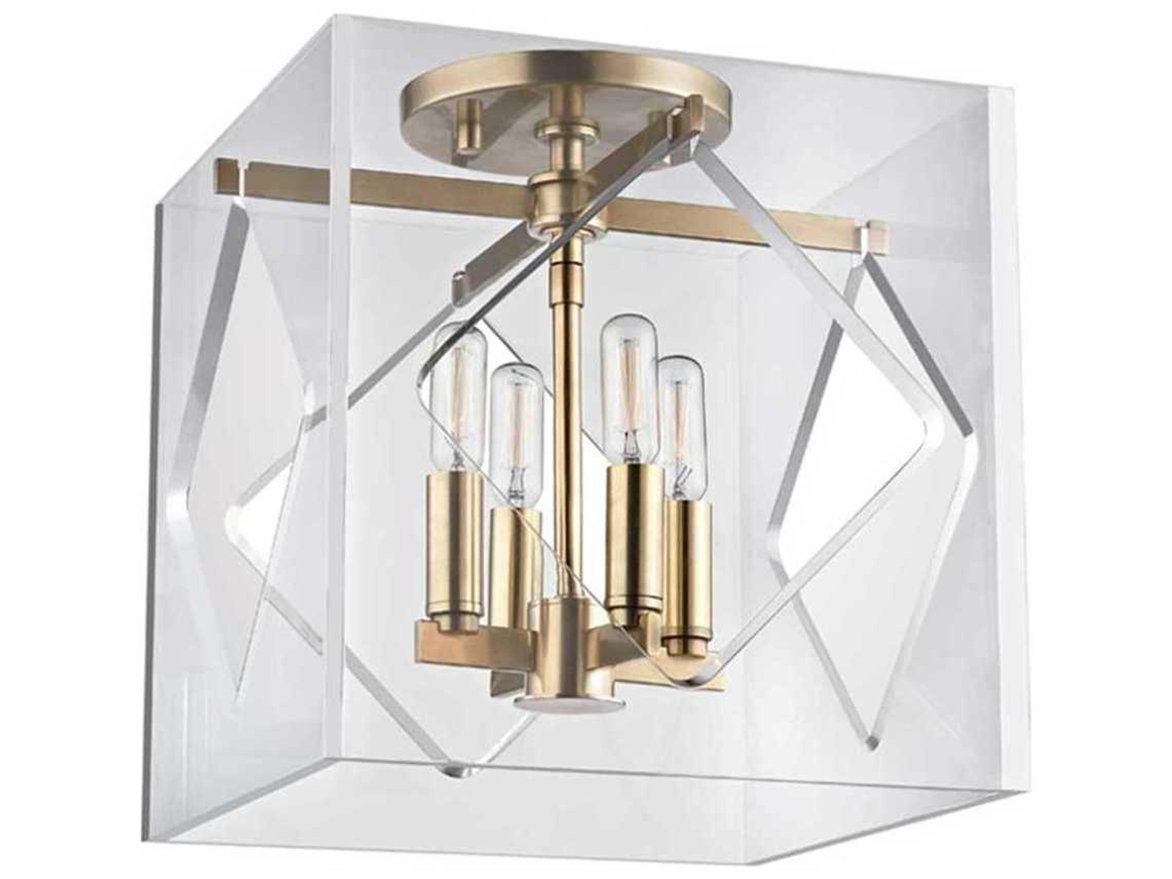 Hudson Valley Travis 4-Light Aged Brass Clear Flush Mount