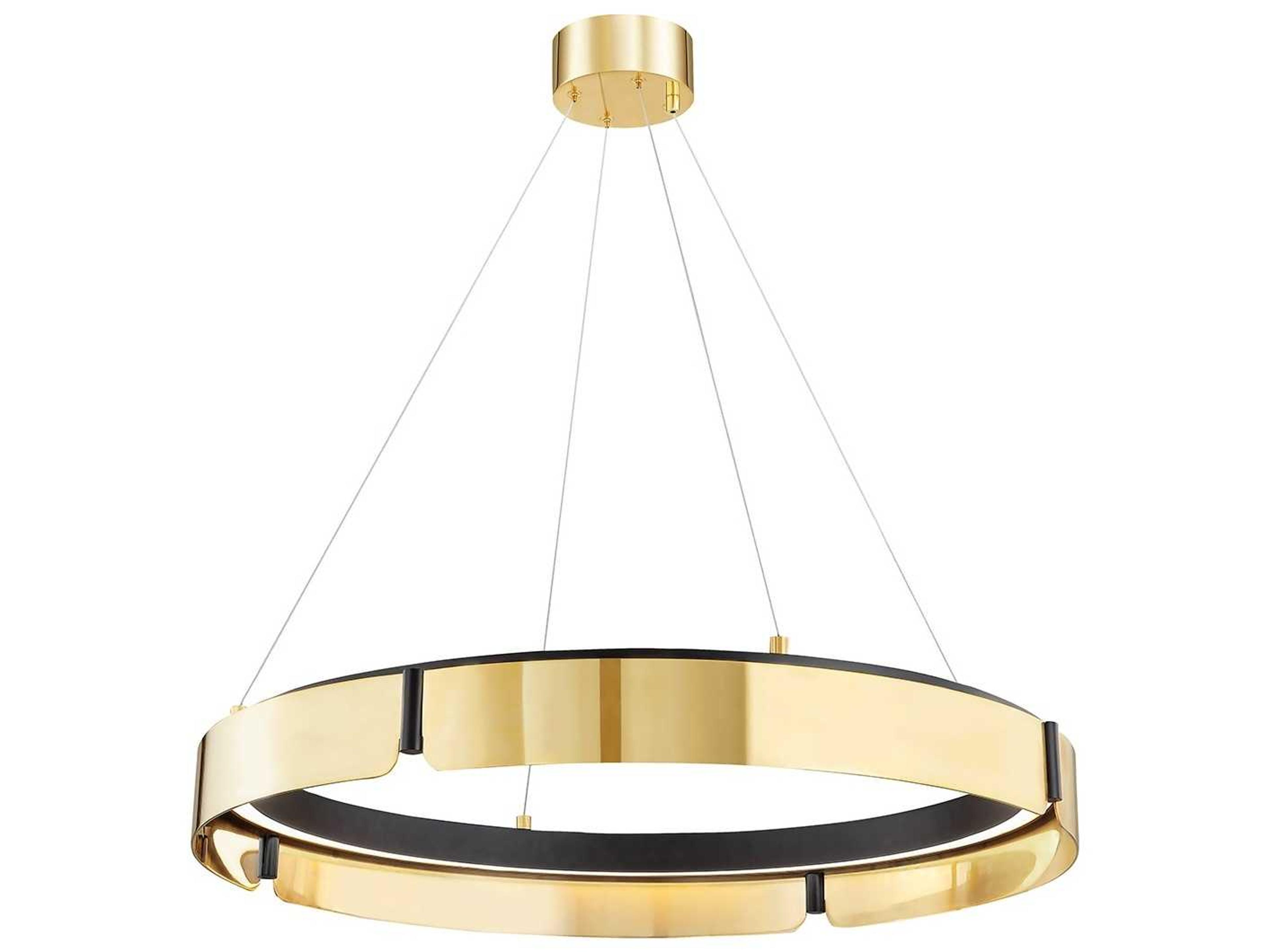 Hudson Valley Tribeca 1-Light Aged Brass Black LED Drum Round Pendant