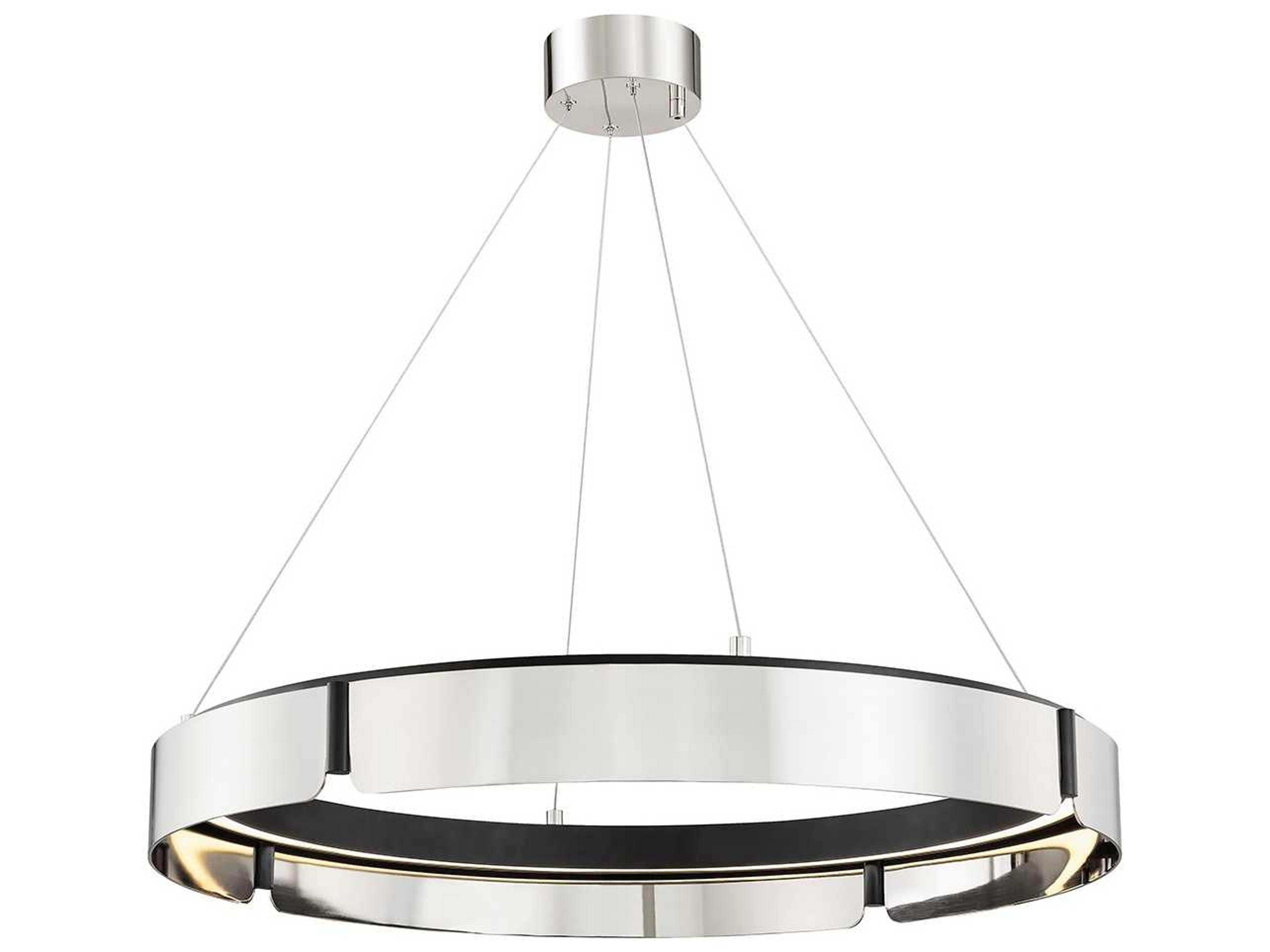 Hudson Valley Tribeca 1-Light Burnished Nickel Black Combo LED Drum Round Pendant