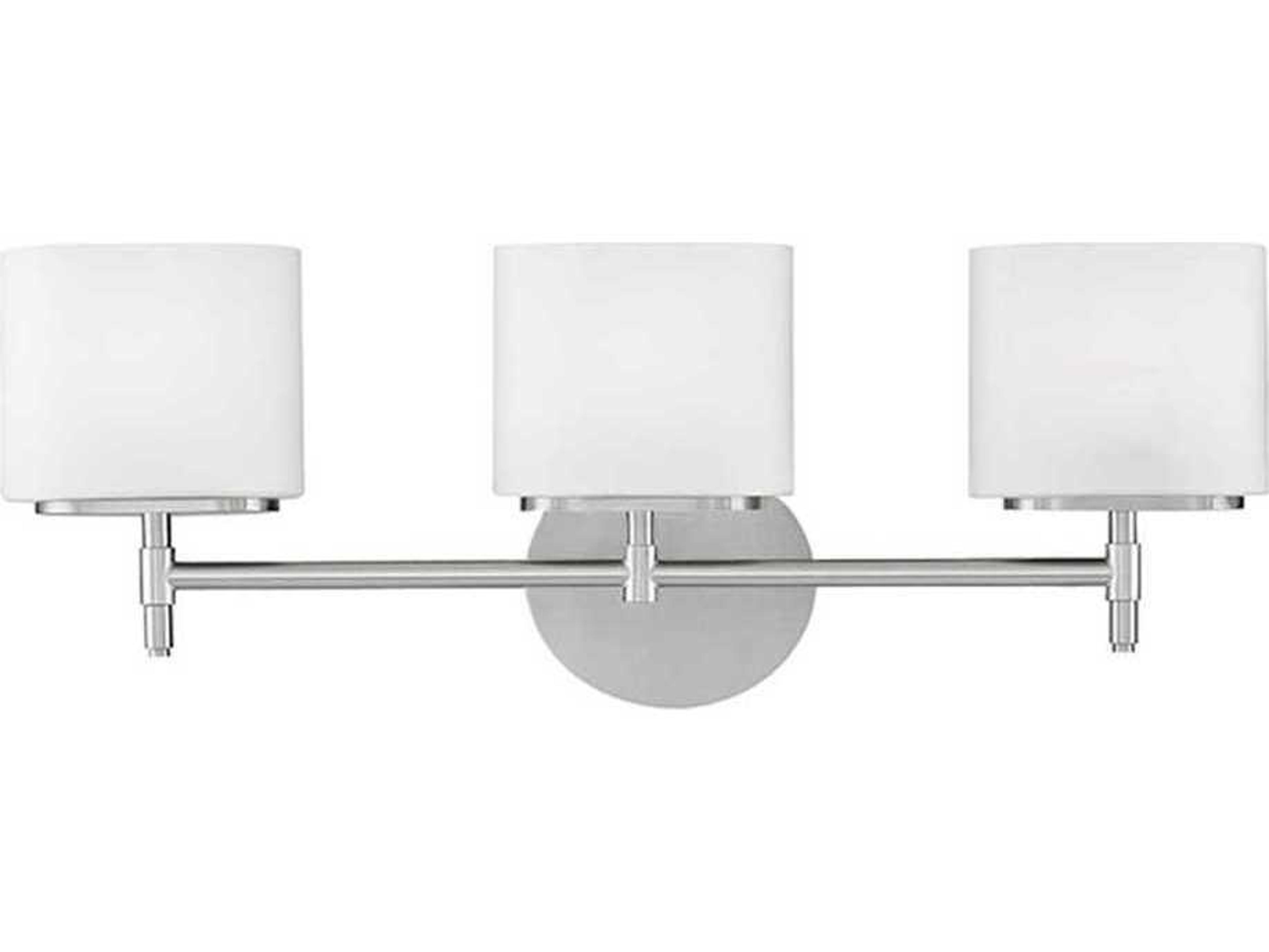 Hudson Valley Trinity 3-Light Satin Nickel Off White Glass Vanity Light