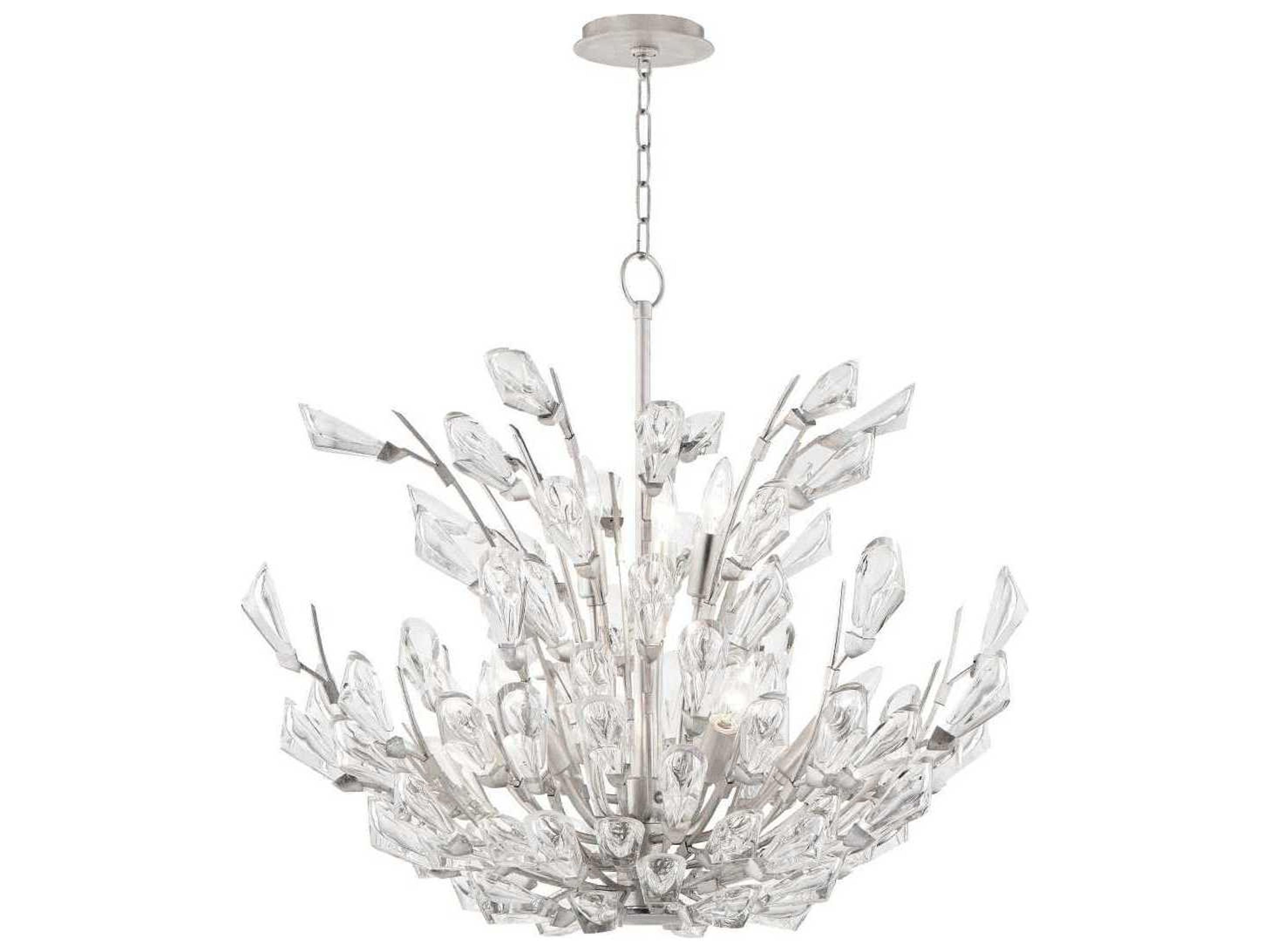 Hudson Valley Tulip 9-Light Silver Crystal Pendant