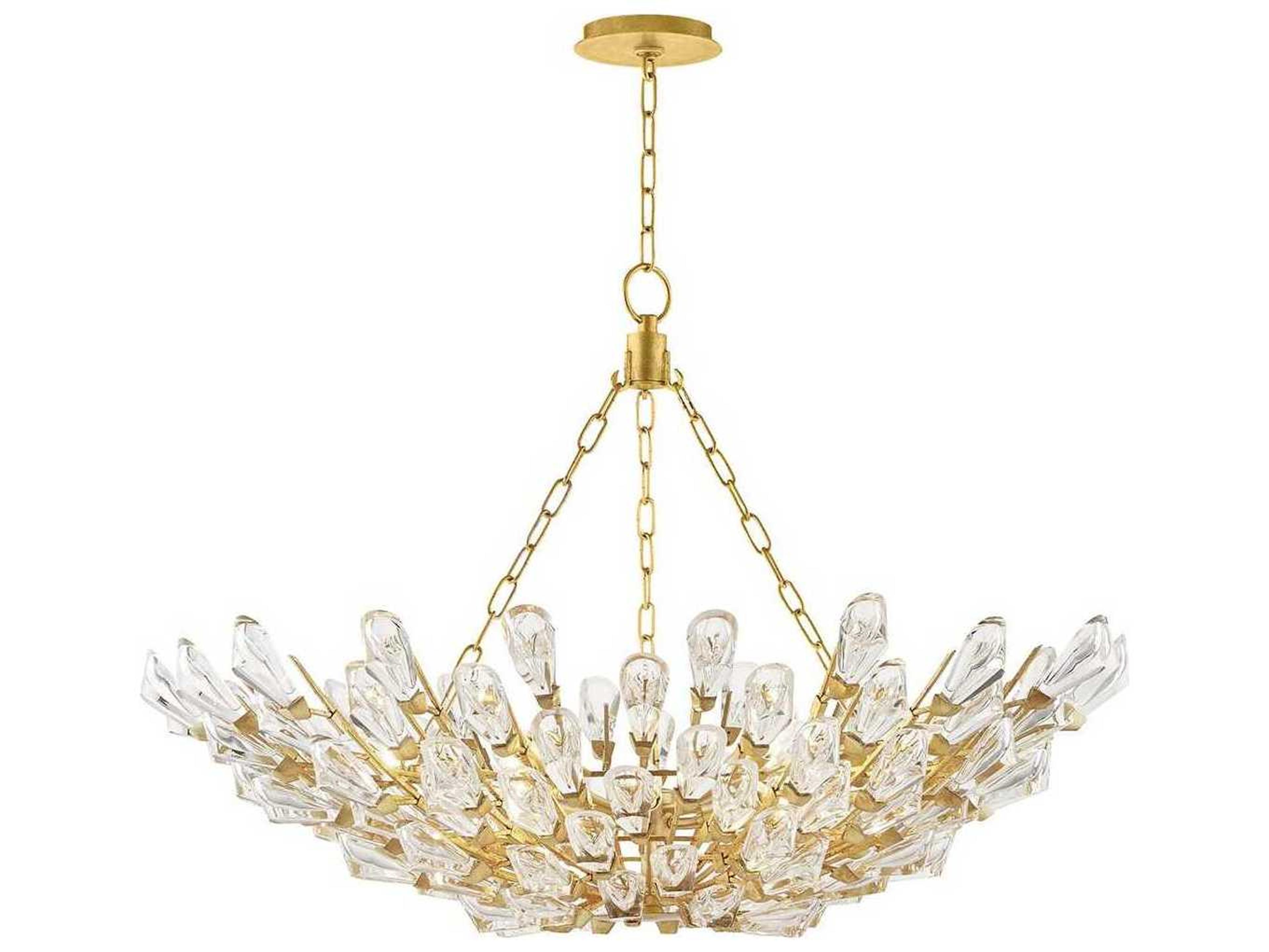 Hudson Valley Tulip 9-Light Gold Leaf Crystal Pendant