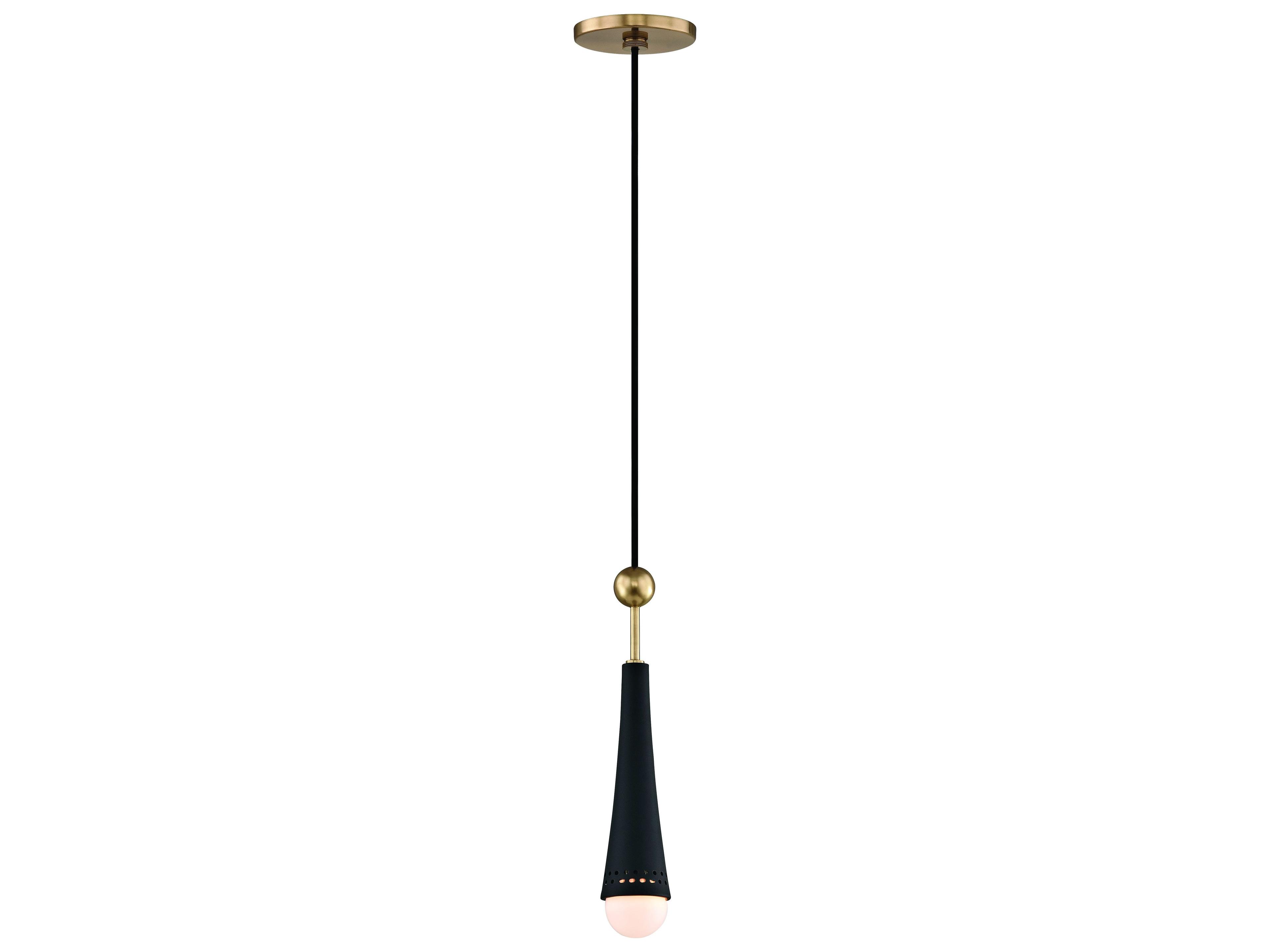 Hudson Valley Tupelo 1-Light Aged Brass Black White Glass LED Mini Pendant
