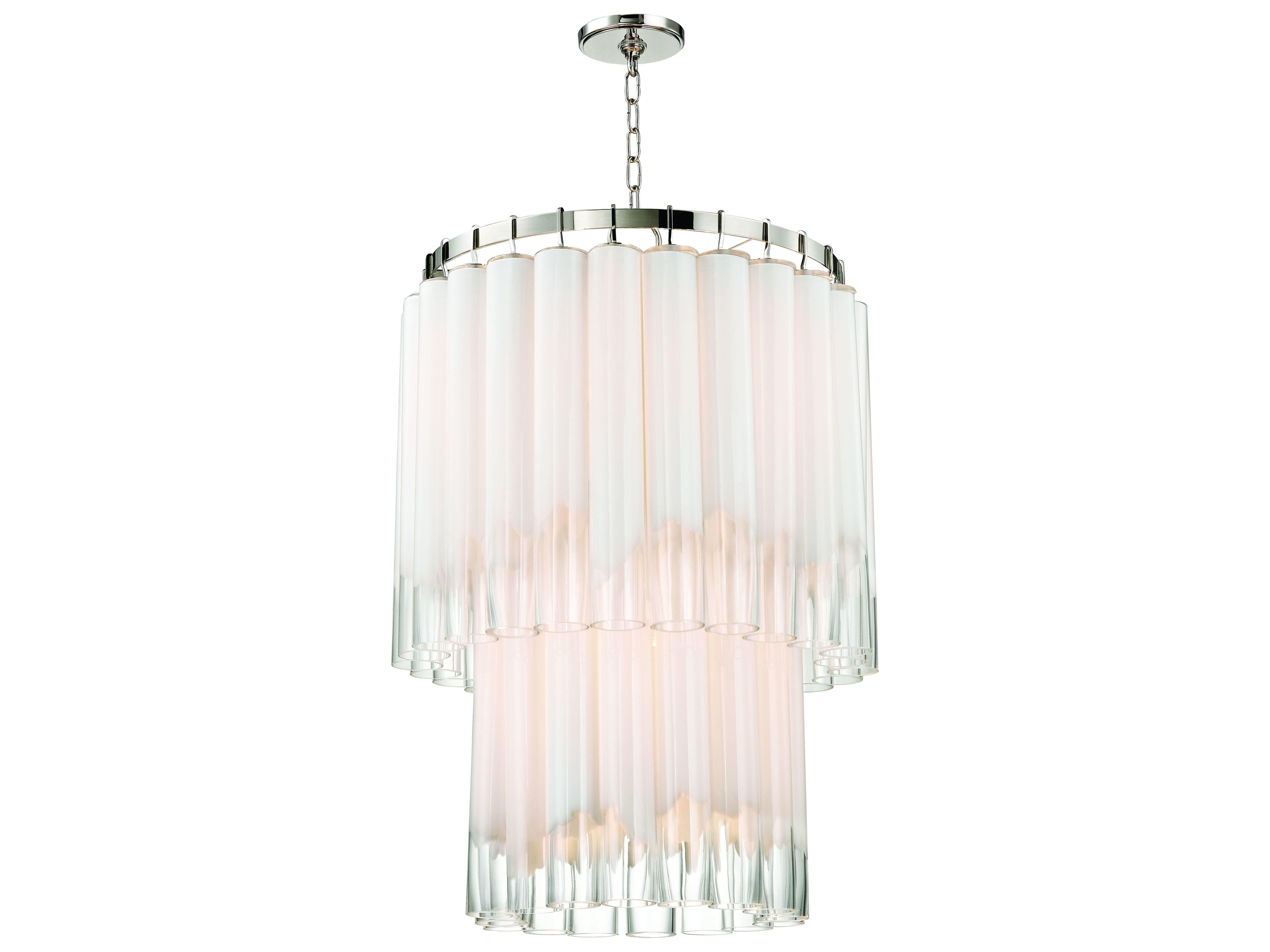 Hudson Valley Tyrell 9-Light Polished Nickel Clear Crystal Glass Candelabra Cylinder Drum Chandelier