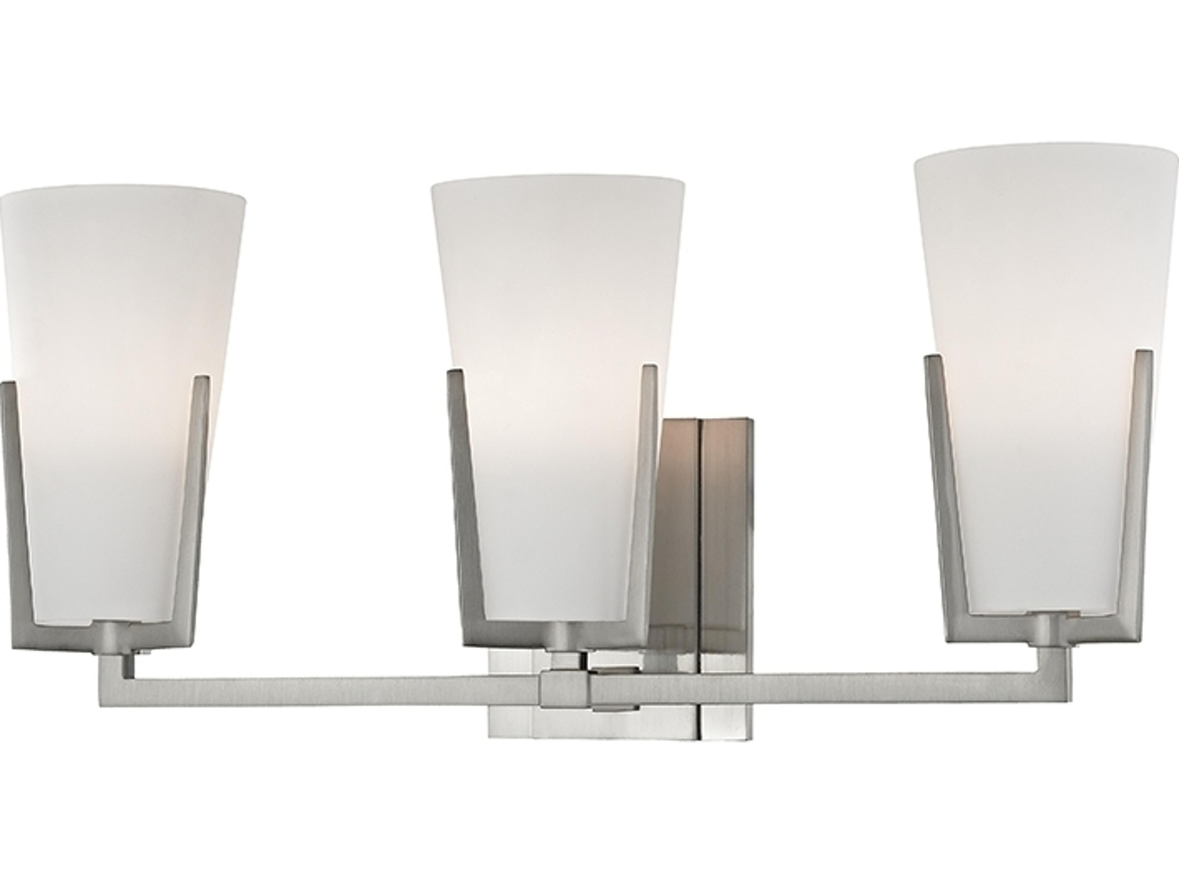 Hudson Valley Upton 3-Light Satin Nickel Off White Glass Vanity Light
