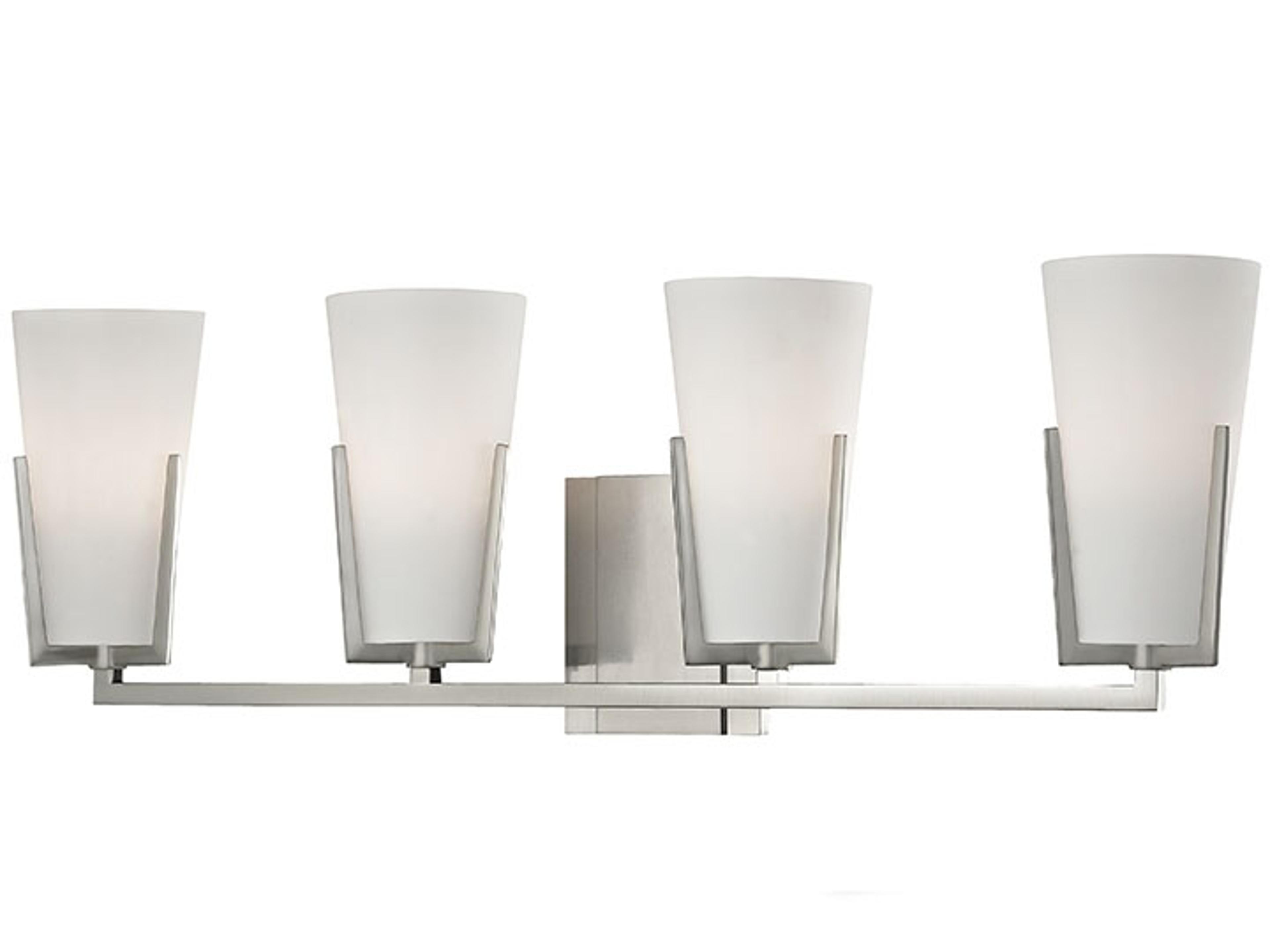 Hudson Valley Upton 4-Light Satin Nickel Off White Glass Vanity Light