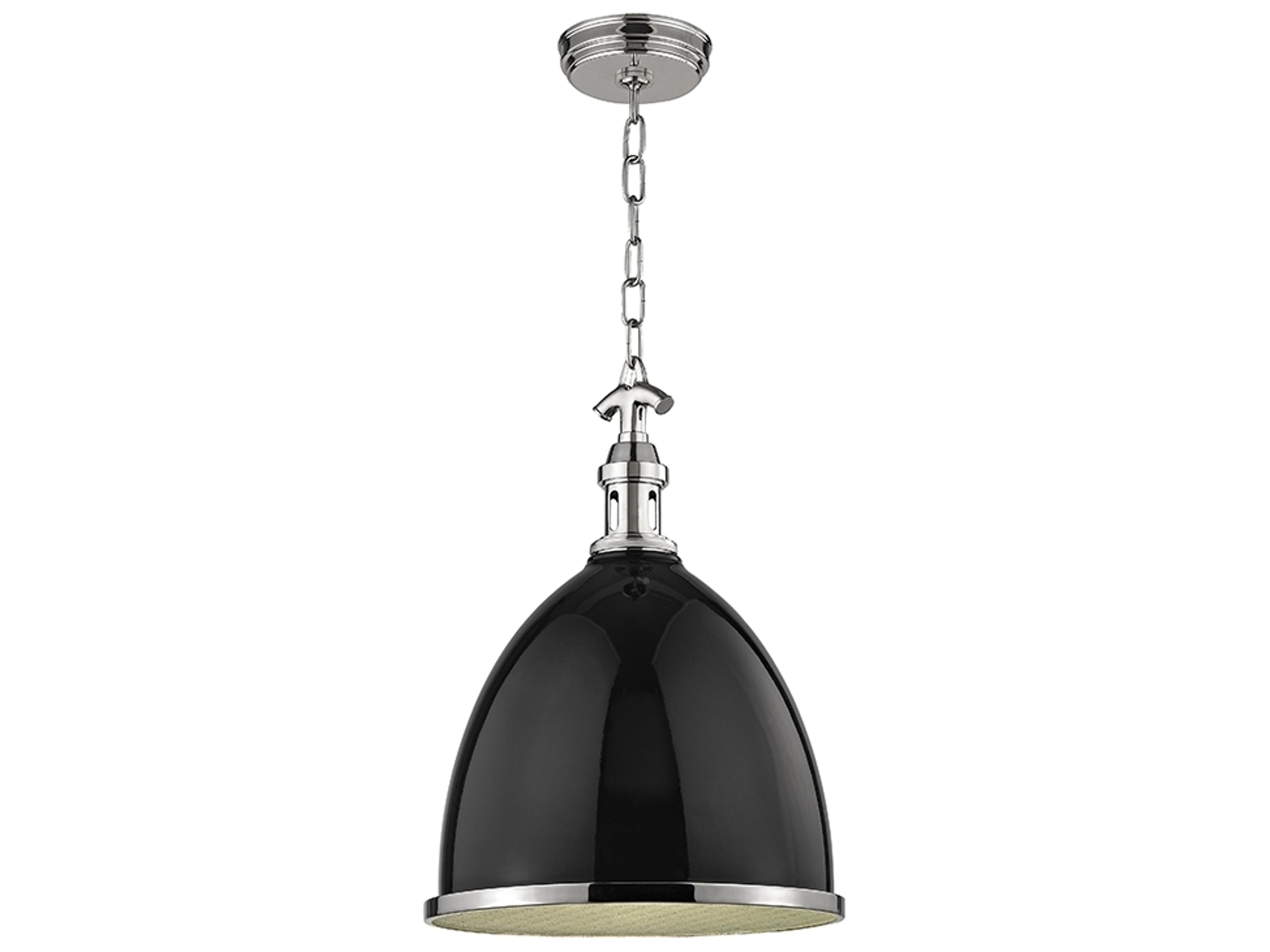 Hudson Valley Viceroy 1-Light Black Polished Nickel Clear Glass Bell Pendant