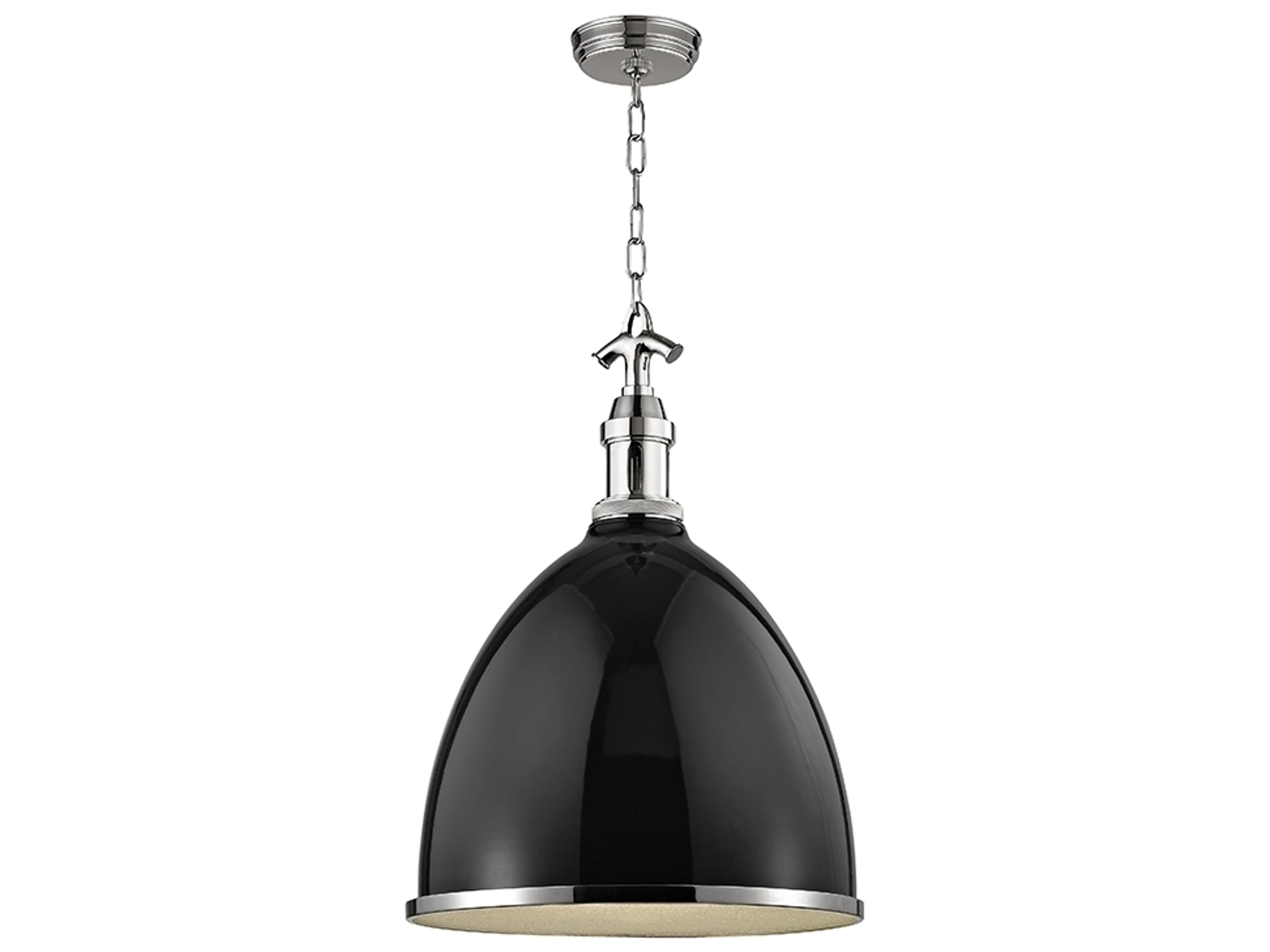 Hudson Valley Viceroy 1-Light Black Polished Nickel Clear Glass Bell Pendant