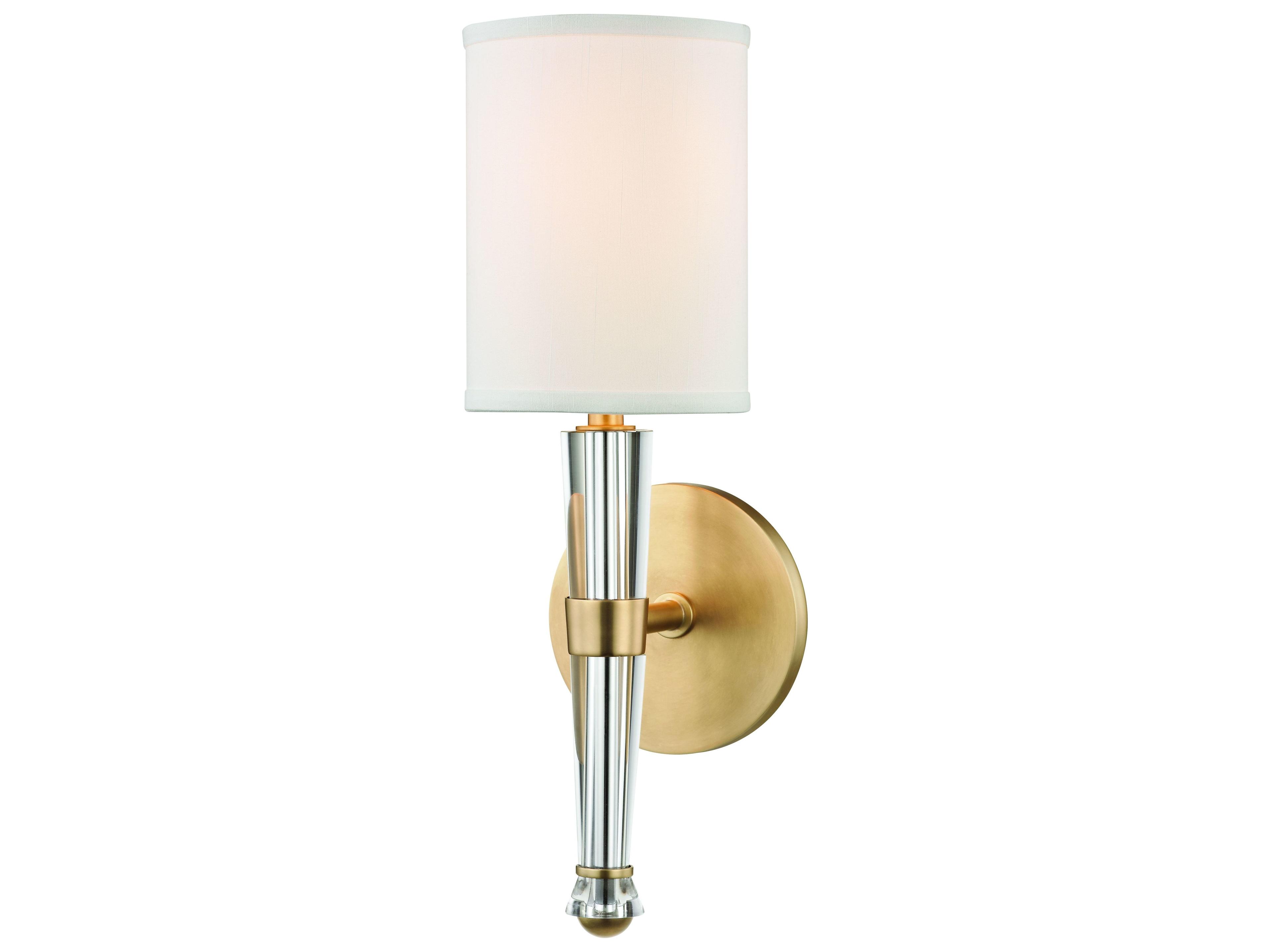 Hudson Valley Volta 1-Light Aged Brass White Crystal Wall Sconce