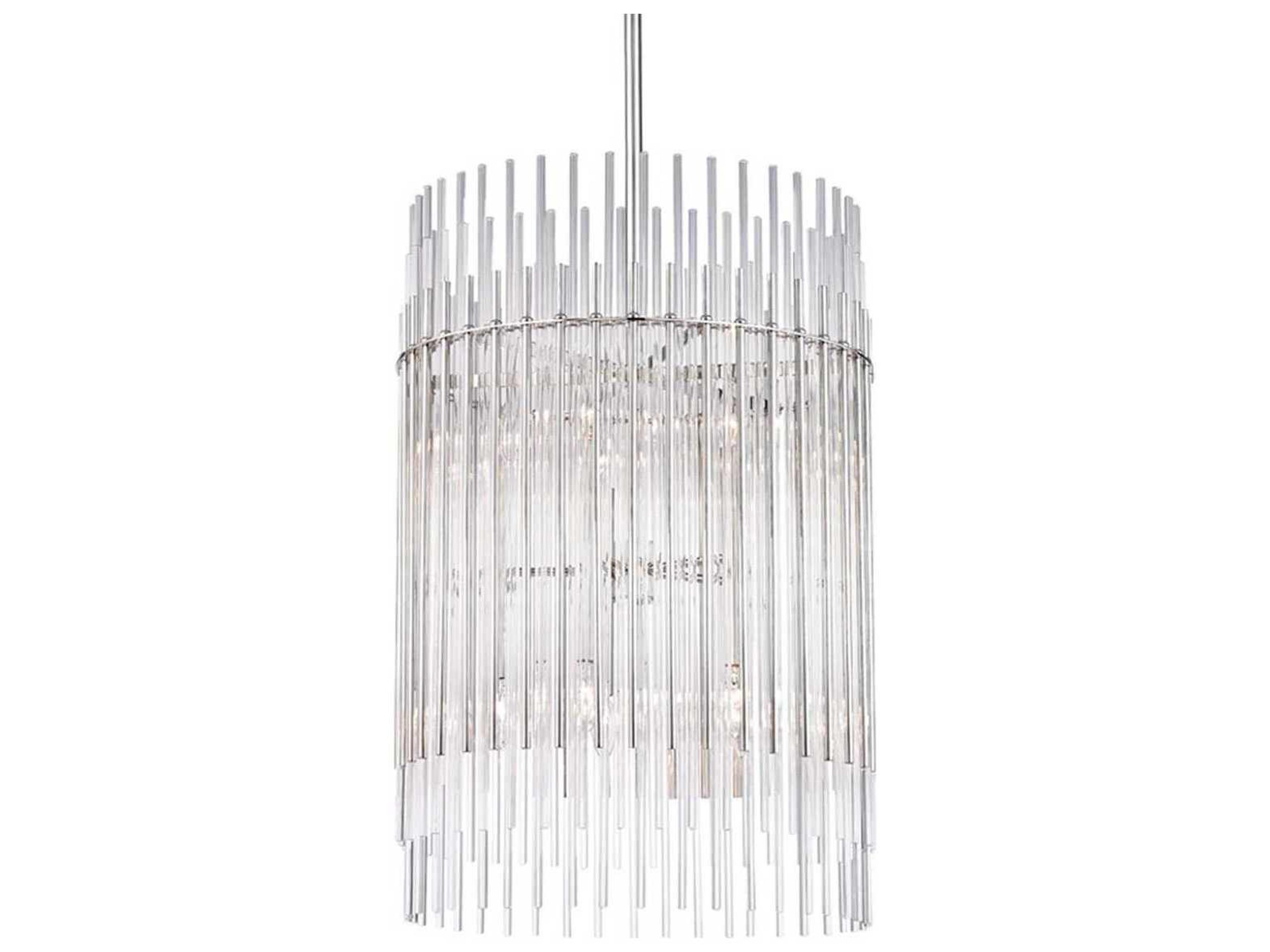 Hudson Valley Wallis 10-Light Polished Nickel Clear Glass Pendant