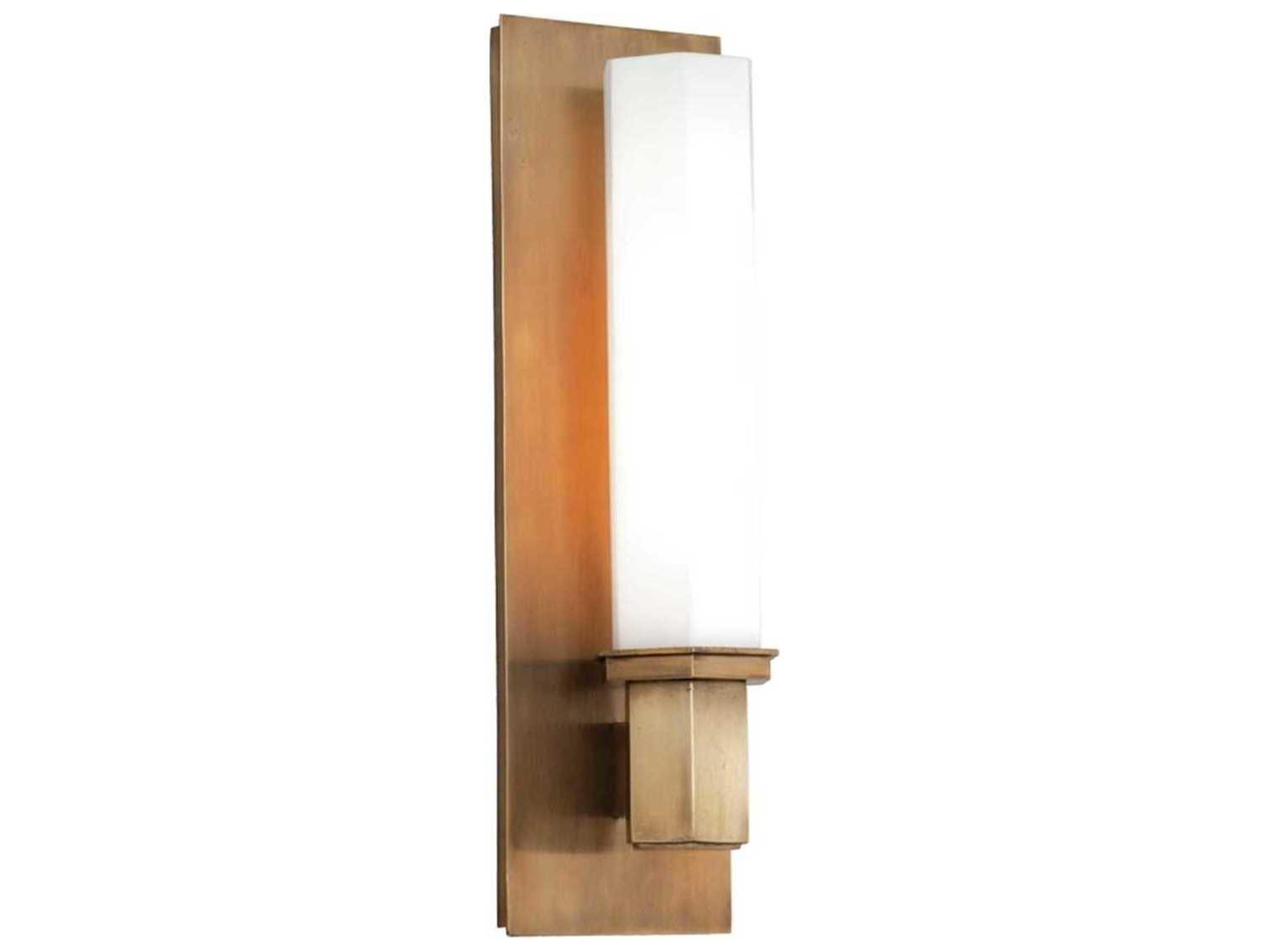 Hudson Valley Walton 1-Light Aged Brass Off White Glass Wall Sconce