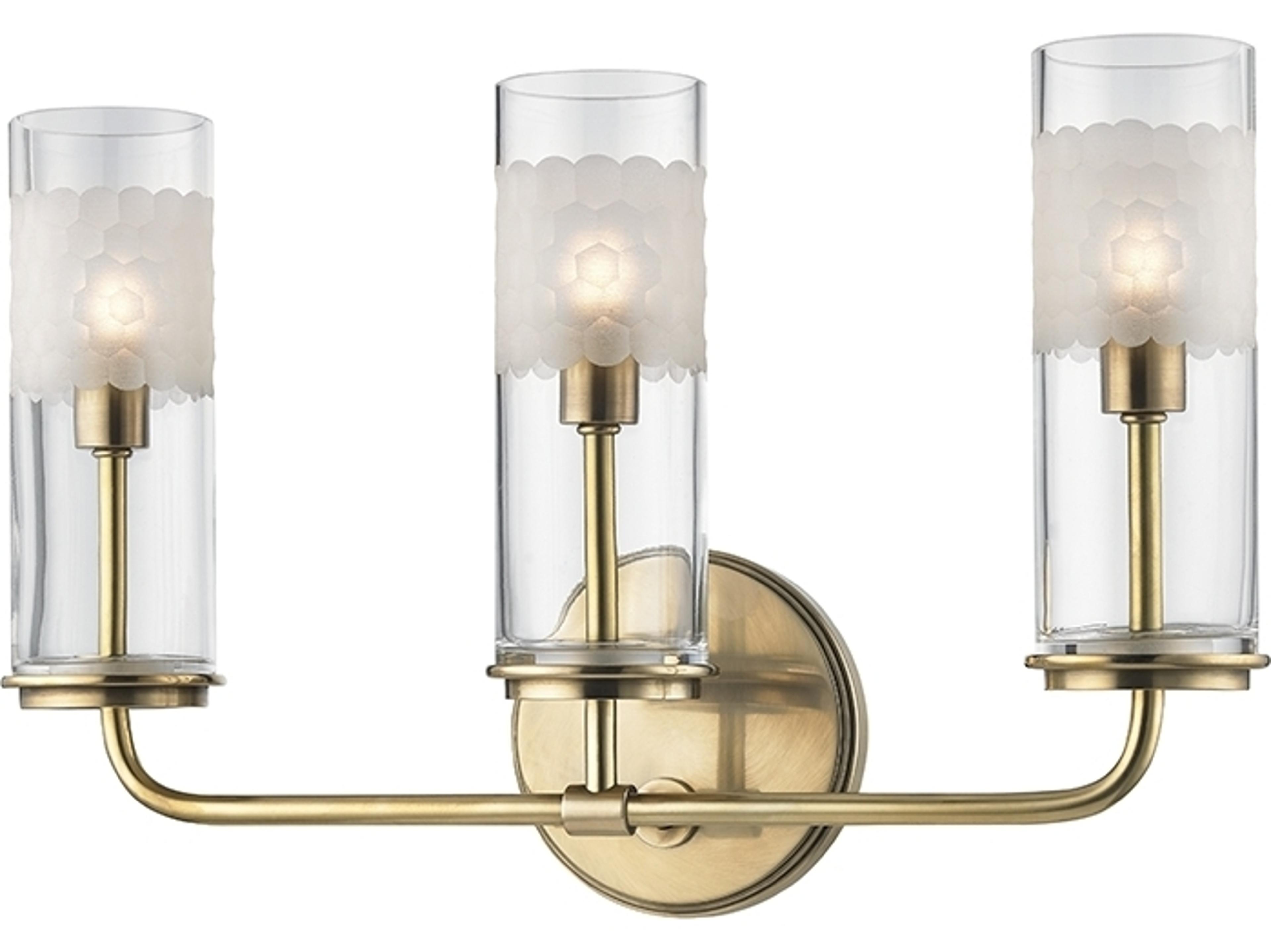 Hudson Valley Wentworth 3-Light Aged Brass Clear Glass Vanity Light