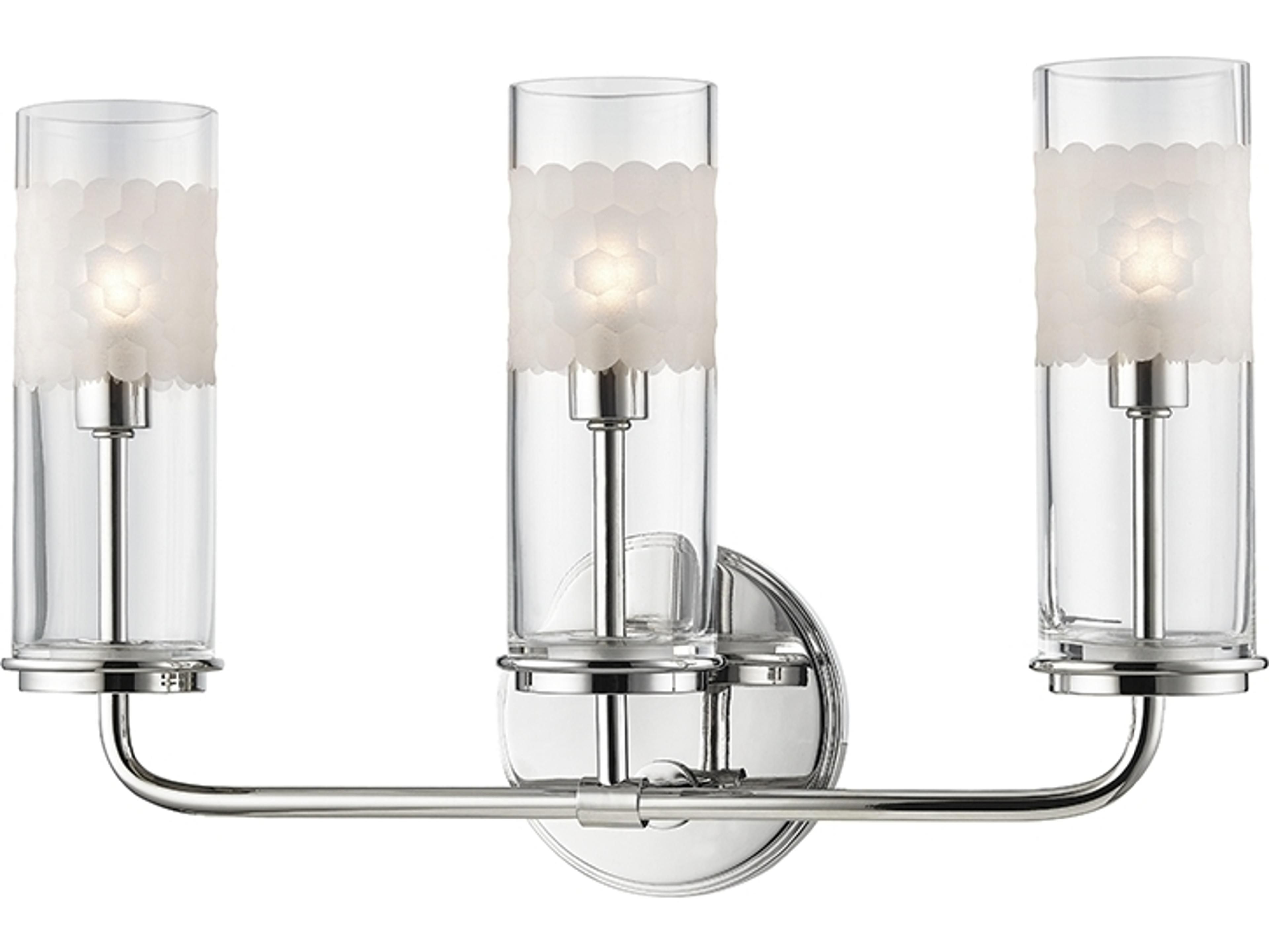 Hudson Valley Wentworth 3-Light Polished Nickel Clear Glass Vanity Light