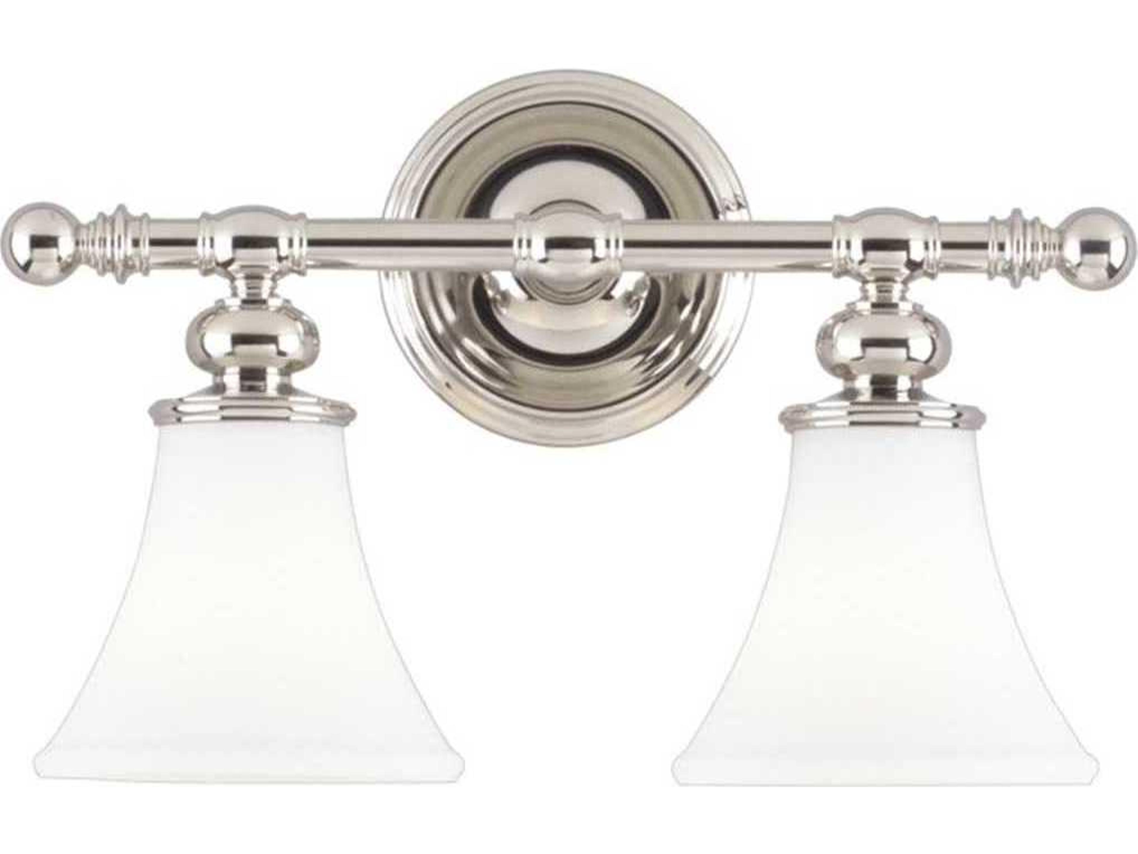 Hudson Valley Weston 2-Light Polished Nickel Off White Glass Vanity Light