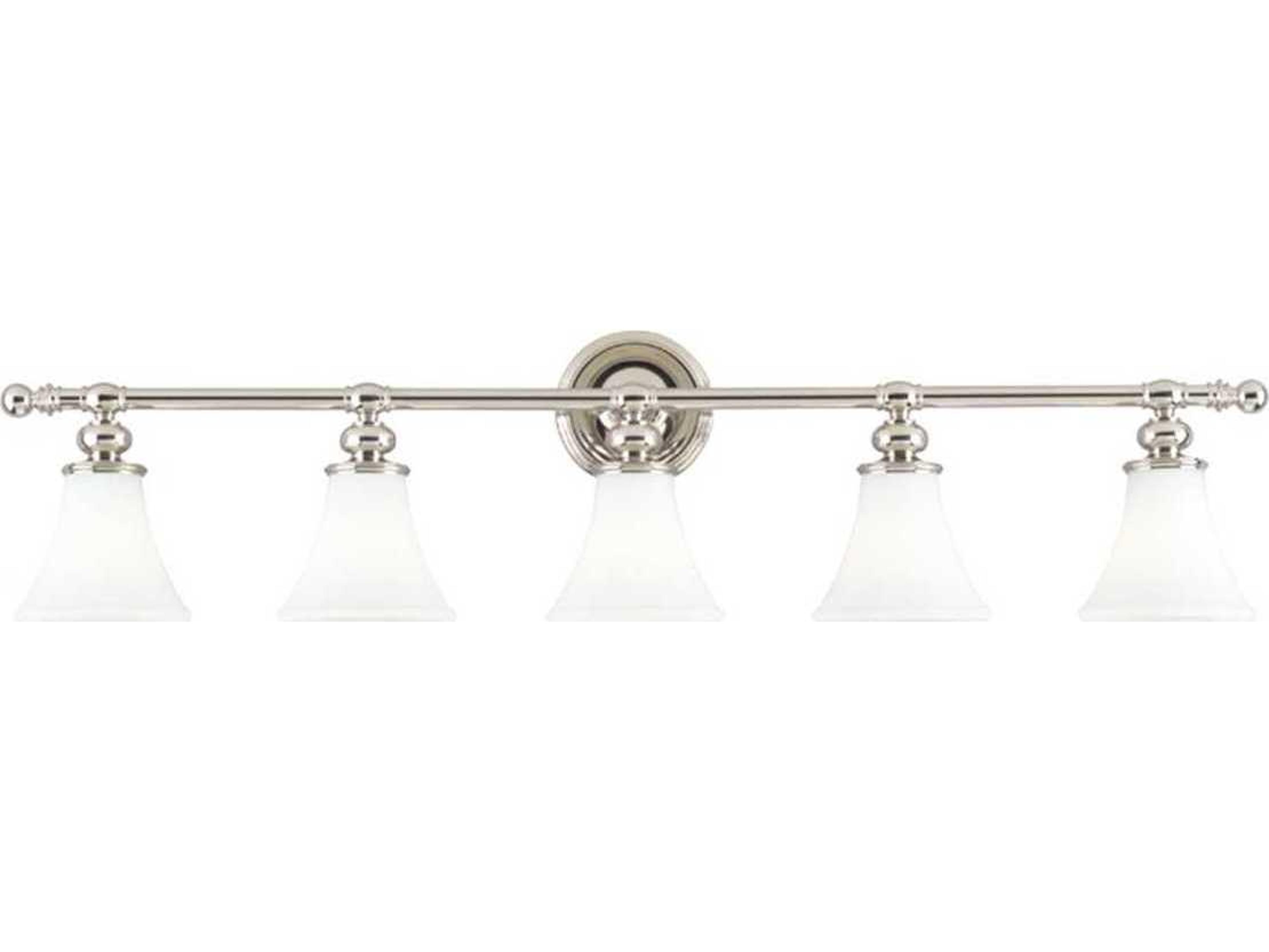 Hudson Valley Weston 5-Light Polished Nickel Off White Glass Vanity Light