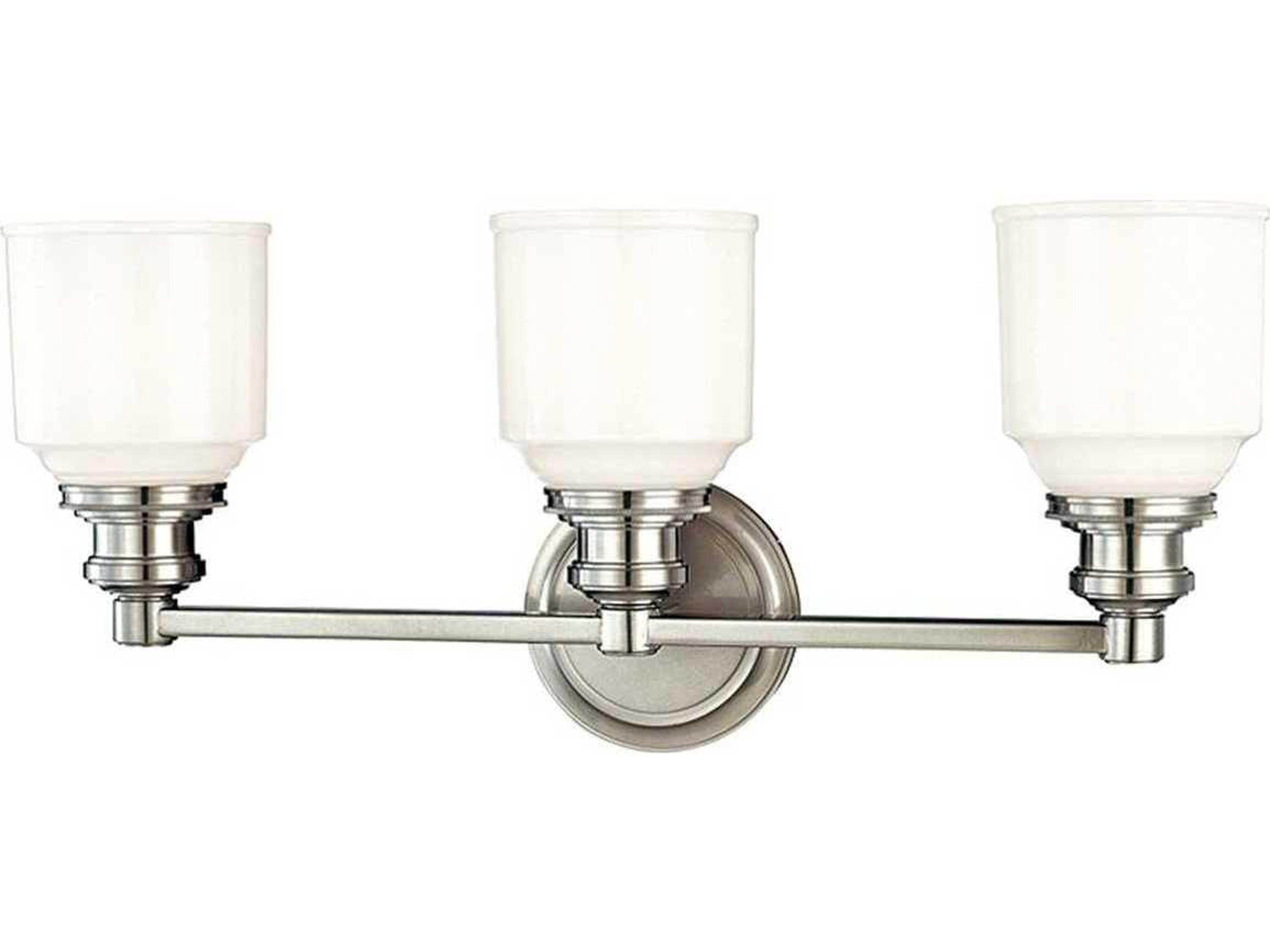 Hudson Valley Windham 3-Light Polished Nickel Off White Glass Vanity Light