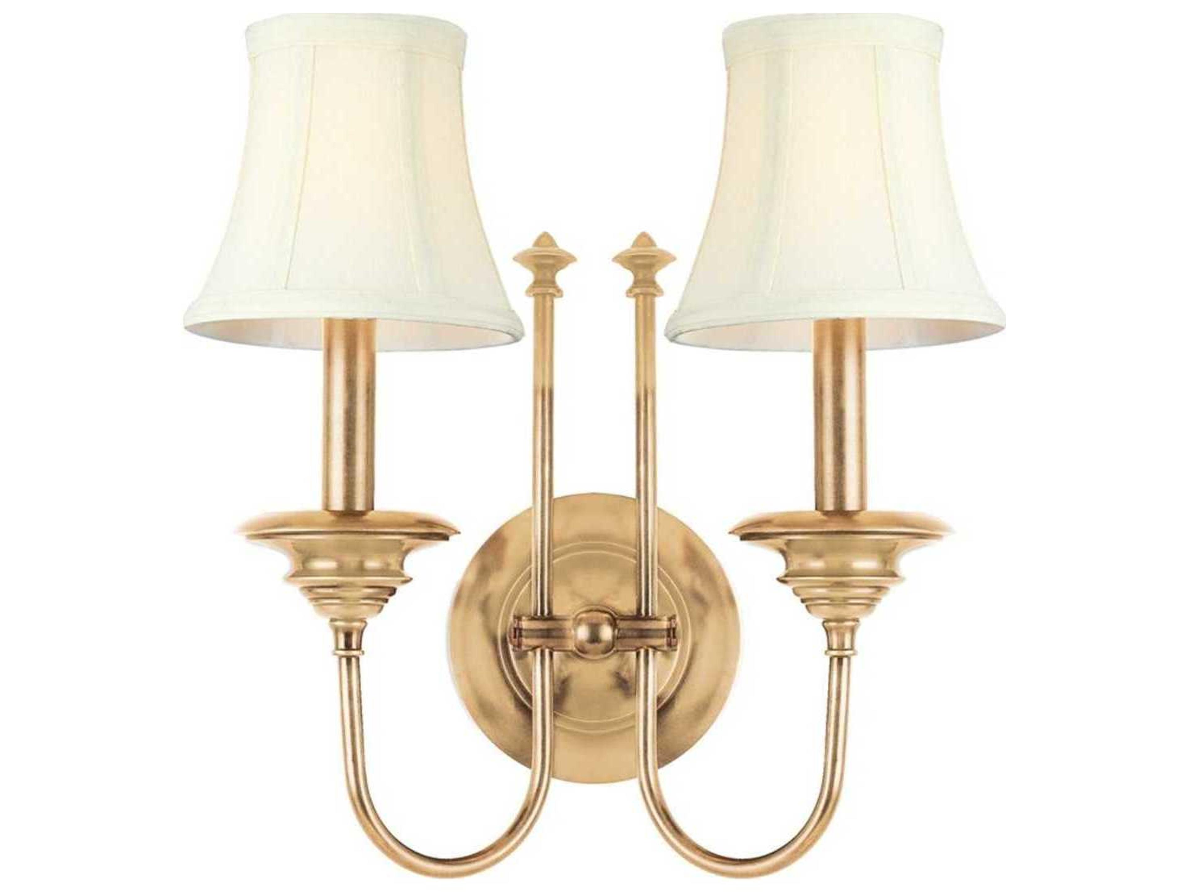 Hudson Valley Yorktown 2-Light Aged Brass Off White Wall Sconce