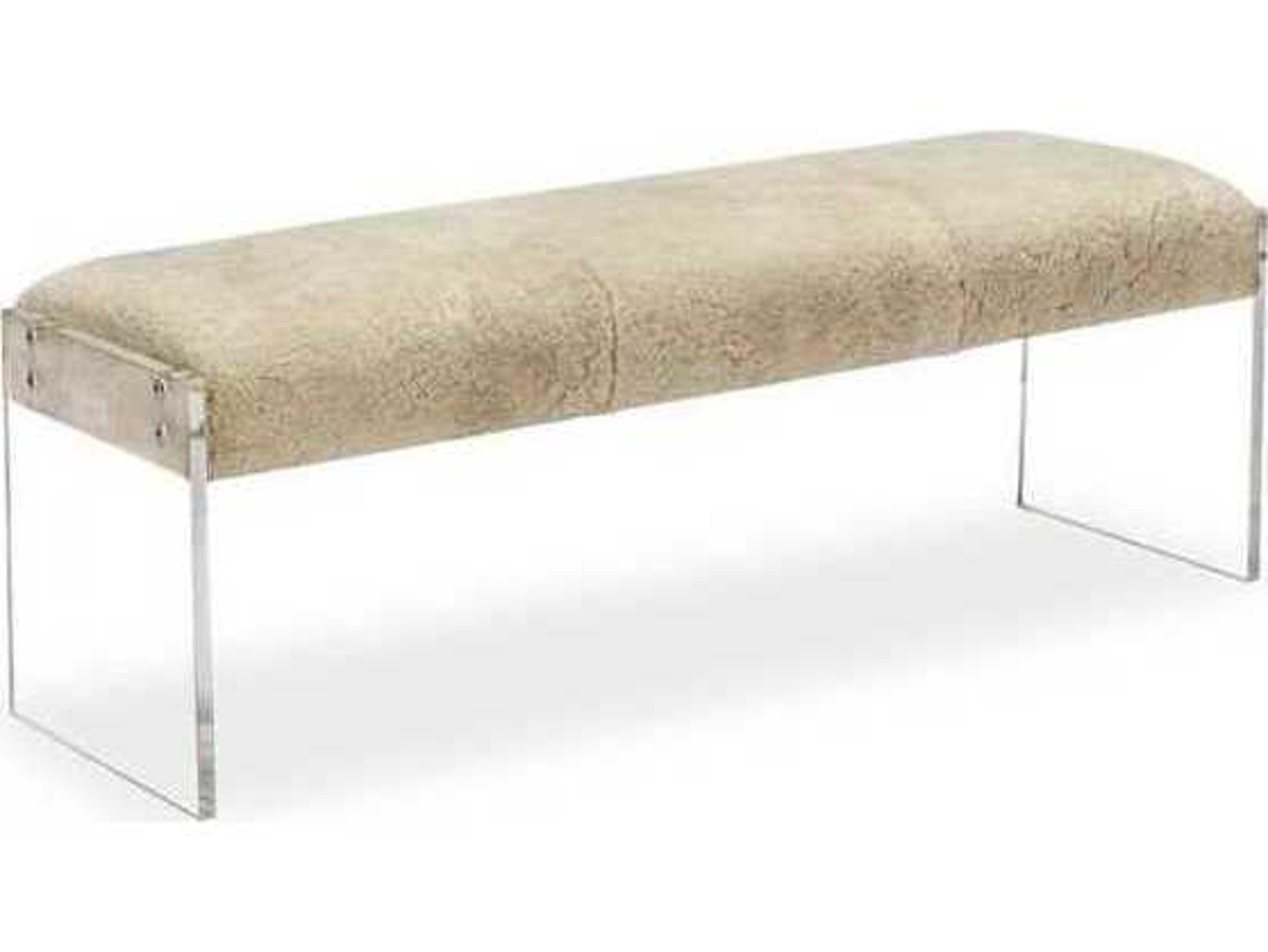 Interlude Home Aiden Natural Cream Clear Leather Accent Bench
