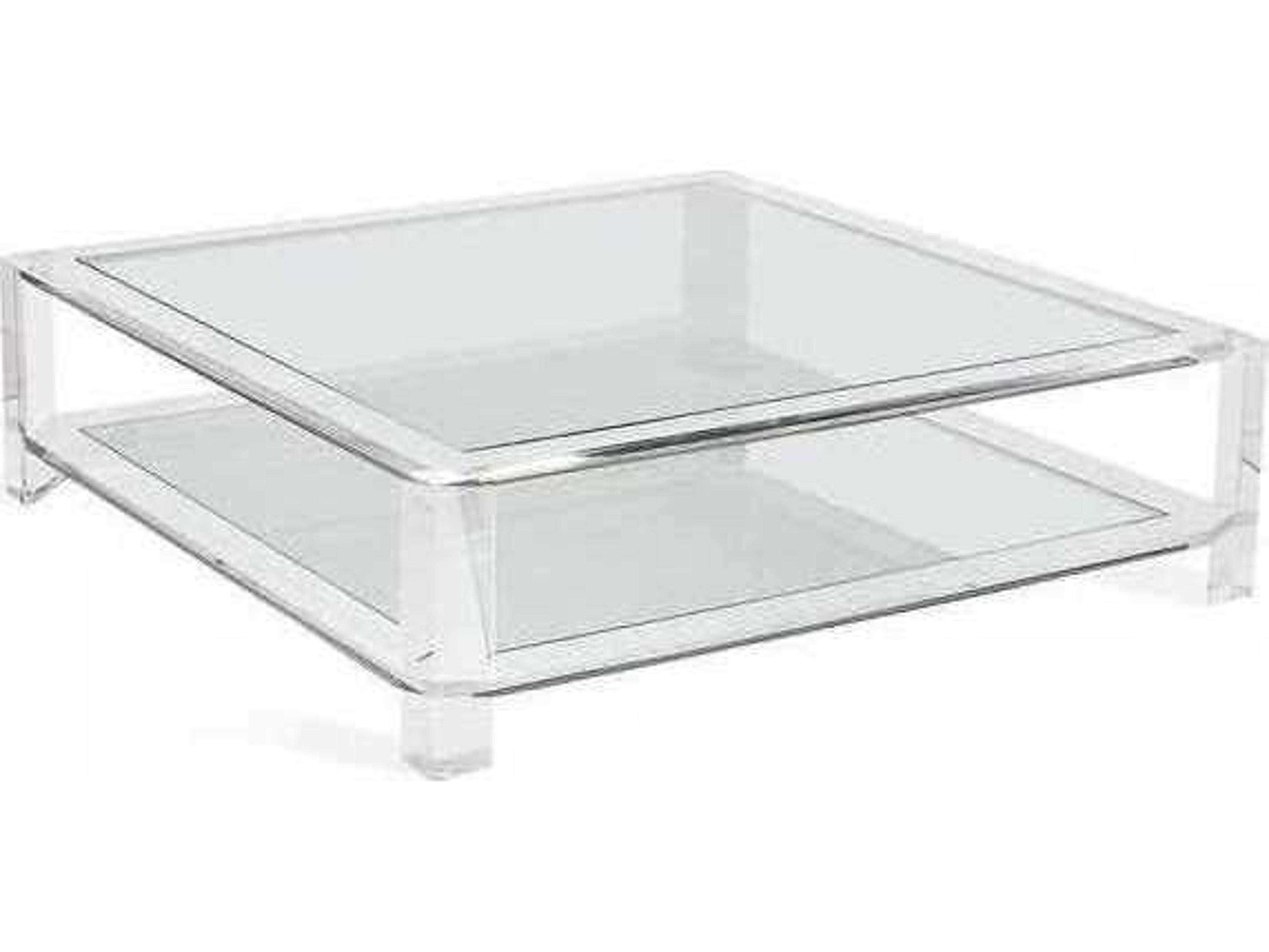 Interlude Home Square Clear Glass Coffee Table