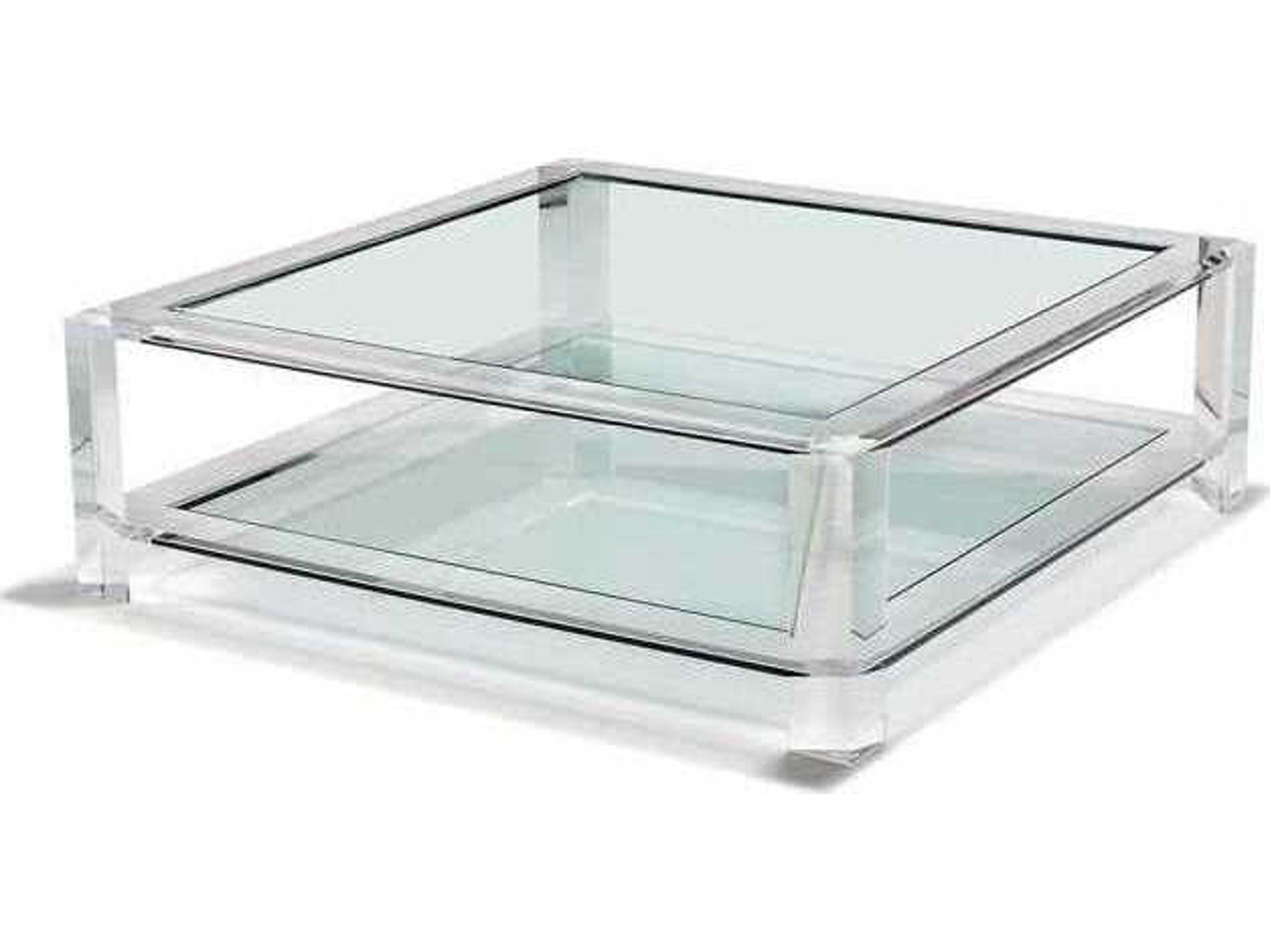 Interlude Home Square Clear Glass Coffee Table