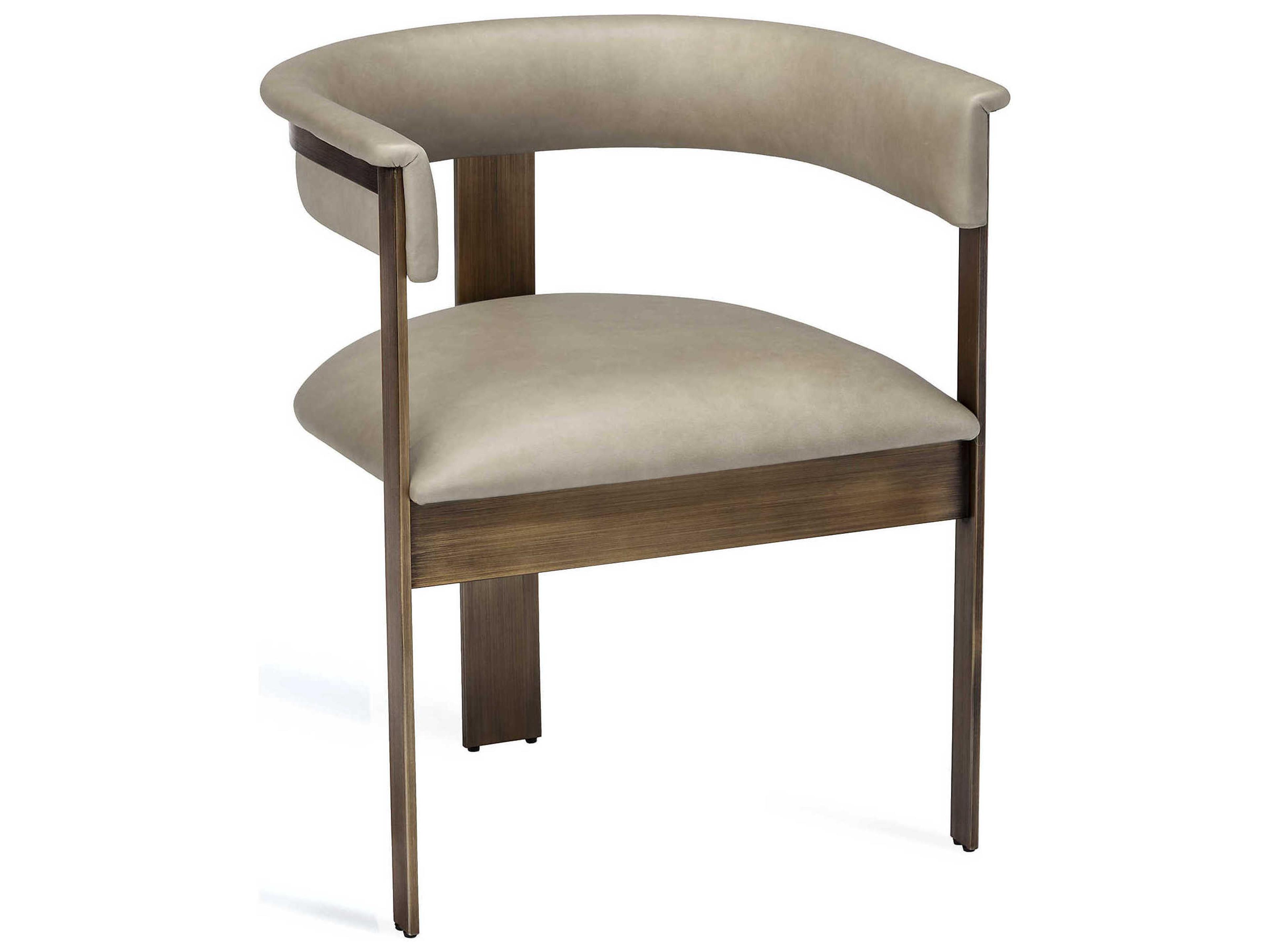 Interlude Home Darcy Leather Beige Upholstered Arm Dining Chair