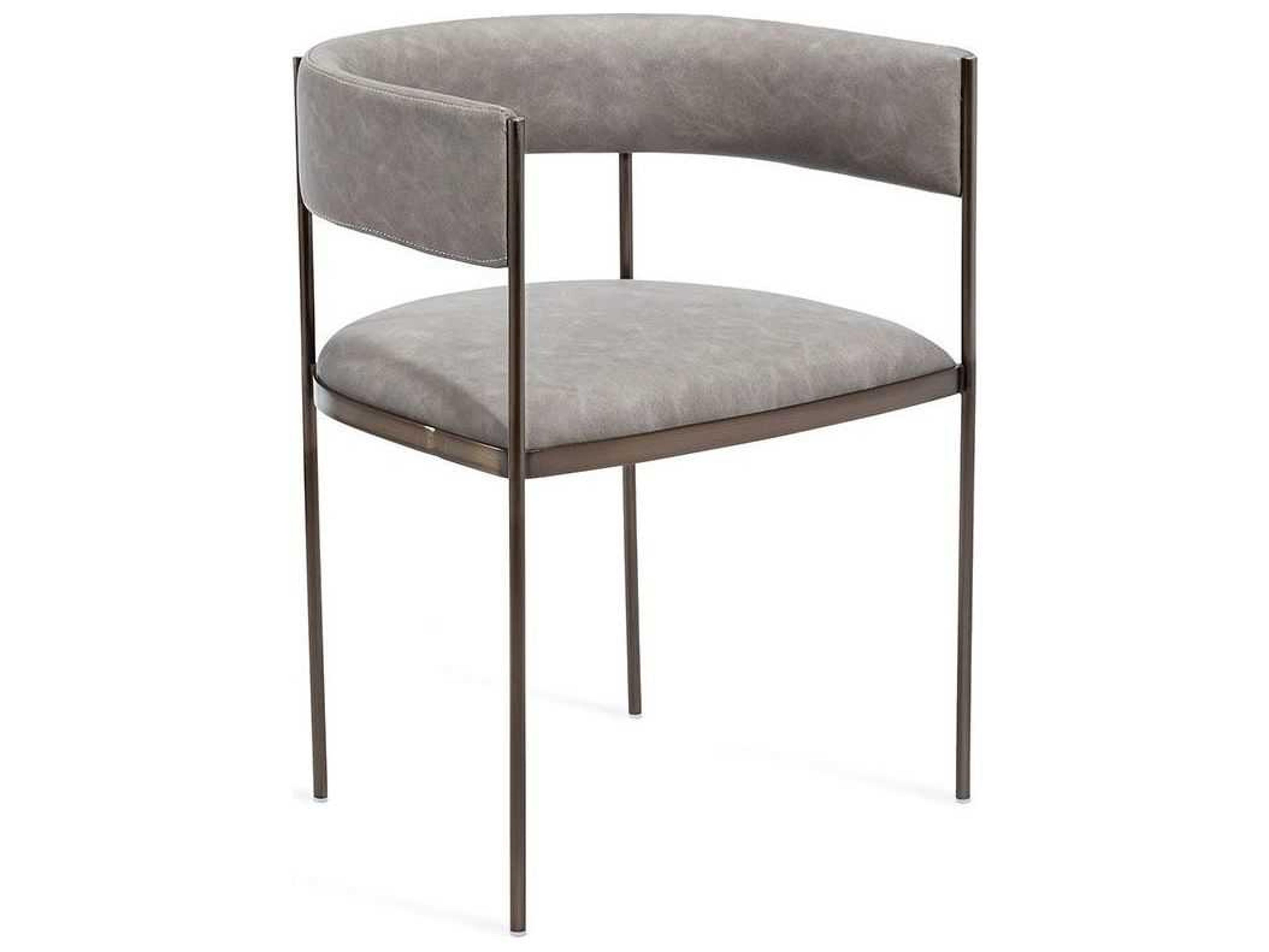 Interlude Home Ryland Brown Faux Leather Arm Dining Chair