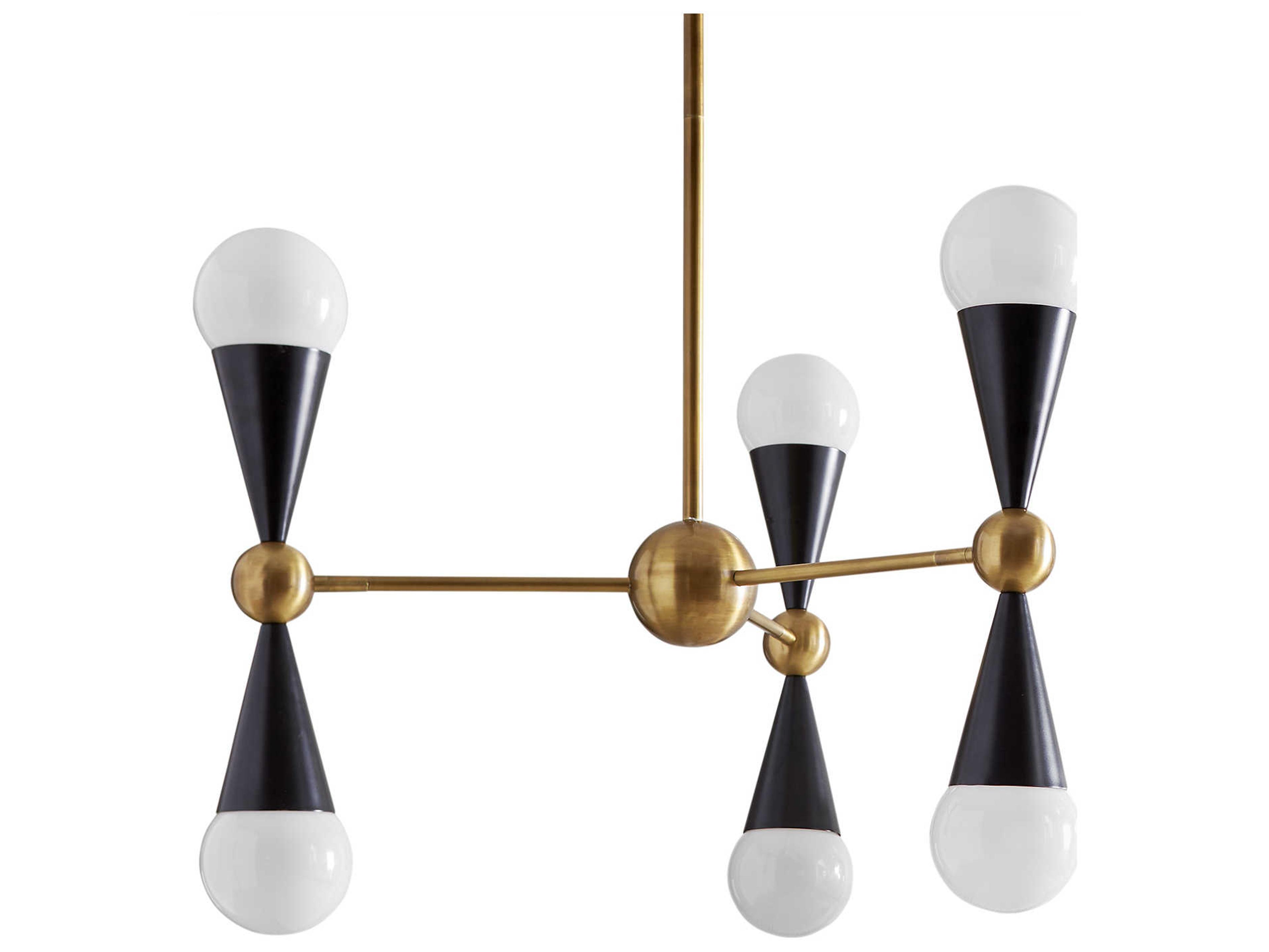 Jonathan Adler Caracas 6-Light Black Brass Globe Chandelier