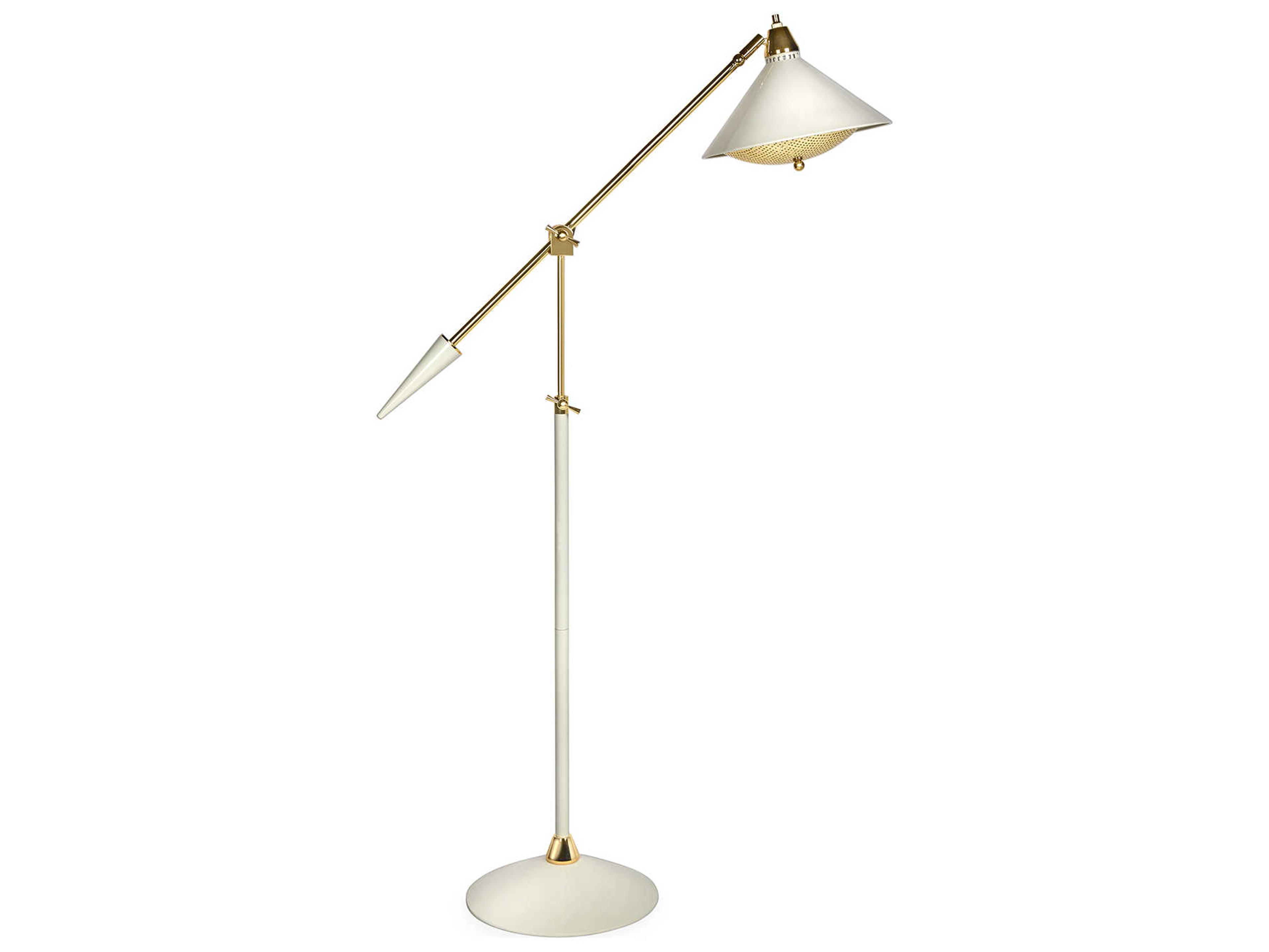 Jonathan Adler Maxime Brass Antique White Floor Lamp
