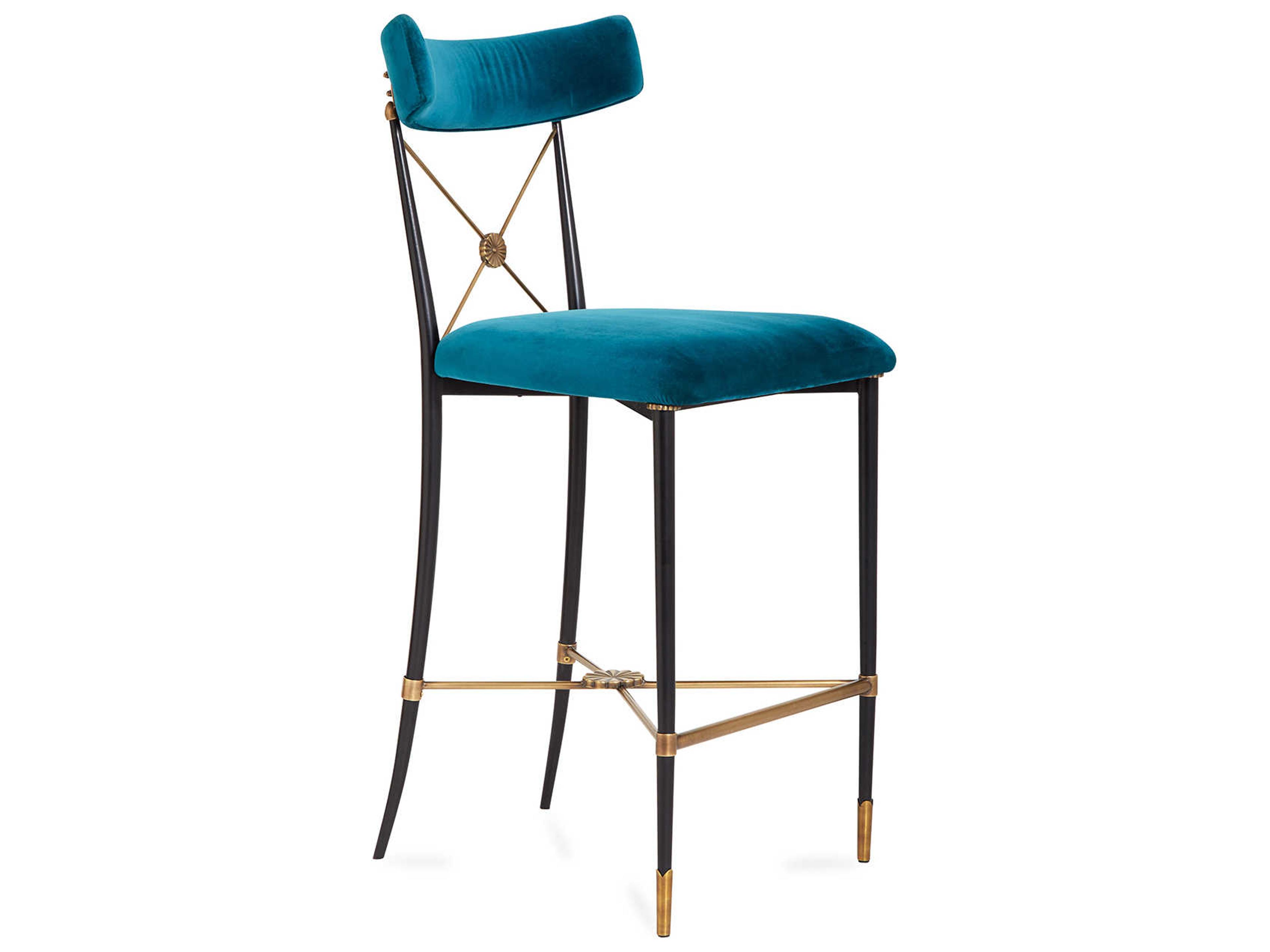Jonathan Adler Rider Rialto Peacock Black Antique Brass Counter Stool