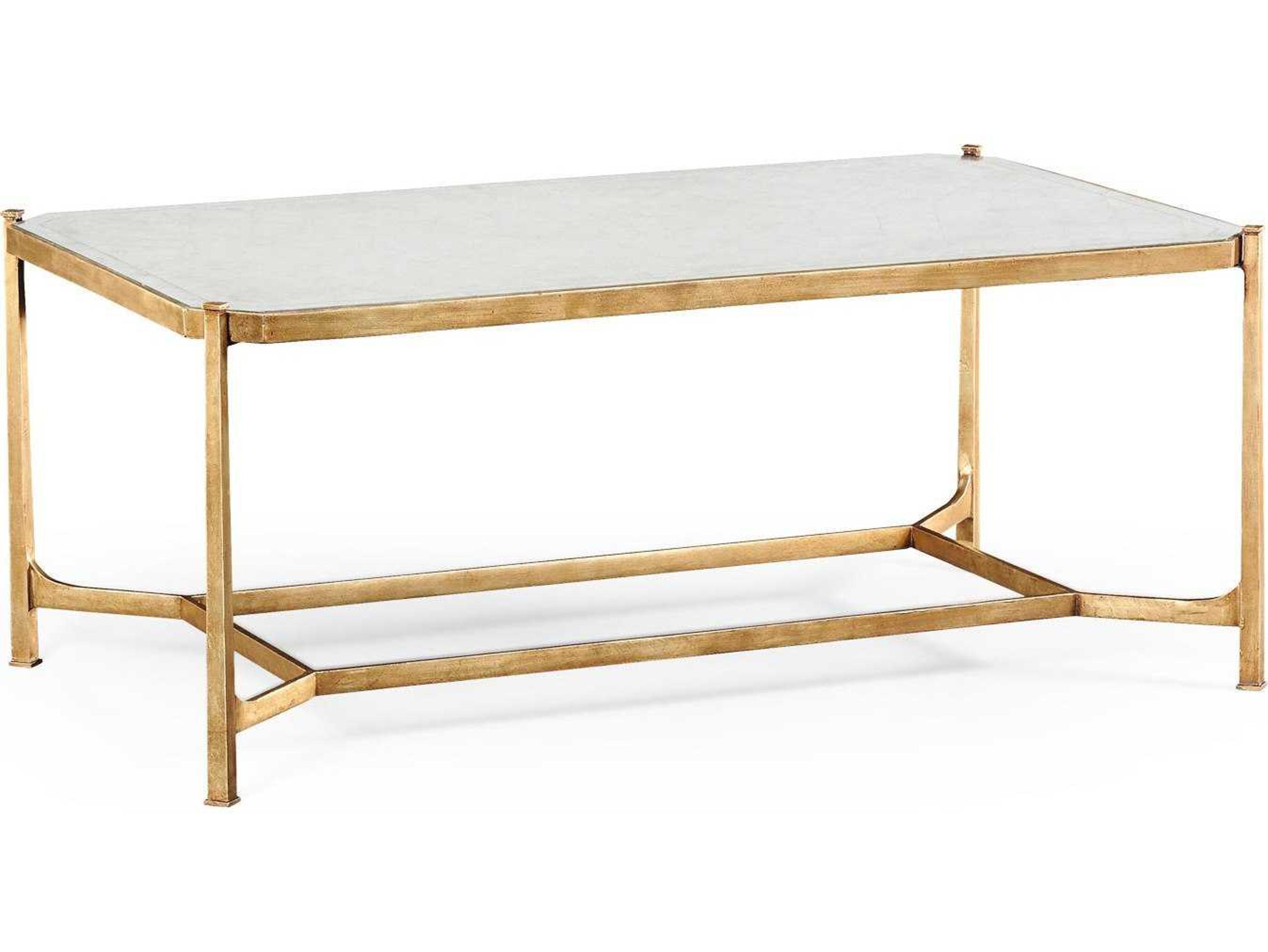 Jonathan Charles Luxe Rectangular Glass Gilded Iron Coffee Table