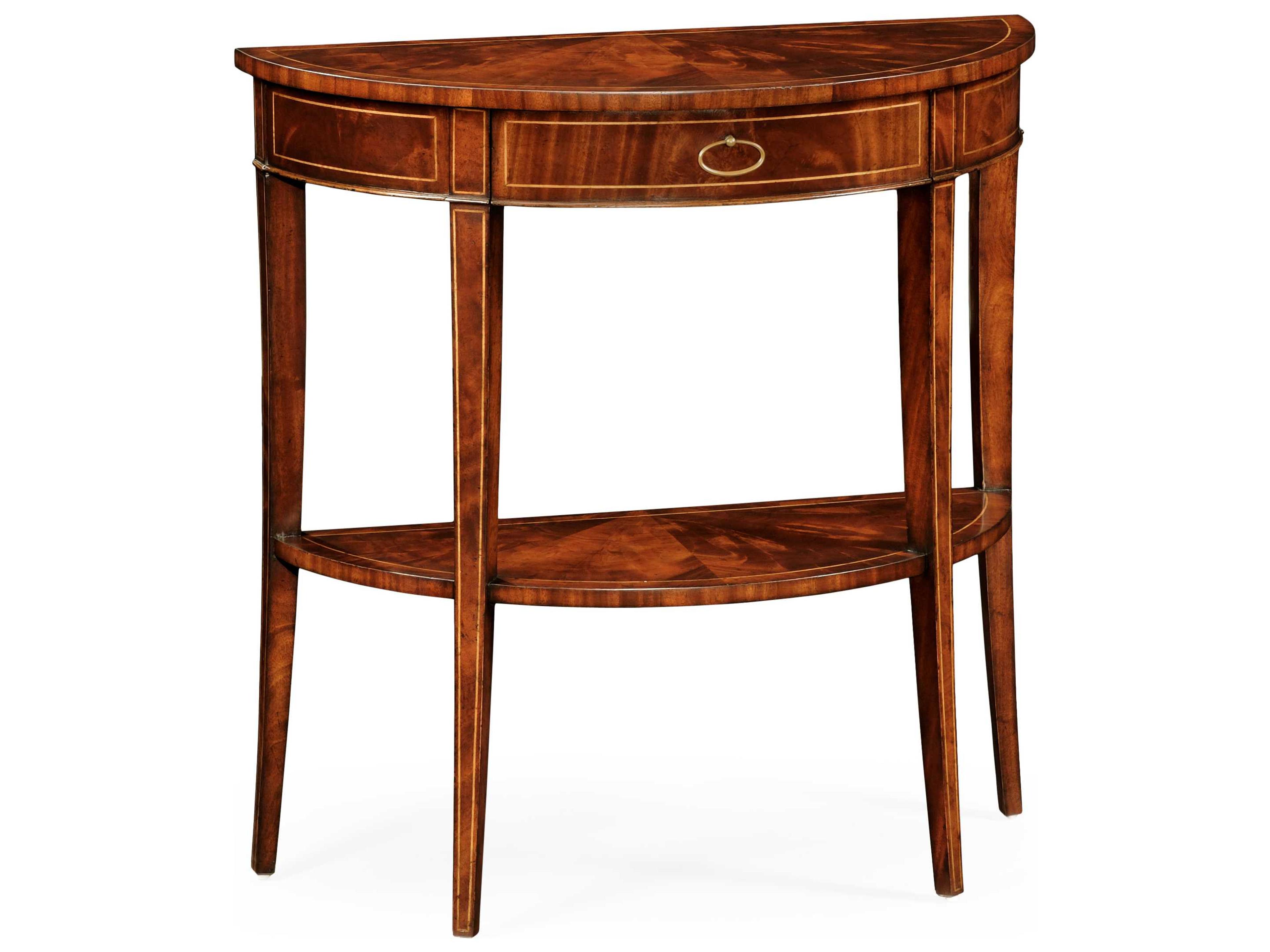 Jonathan Charles Luxe Demilune Wood Light Antique Mahogany Console Table