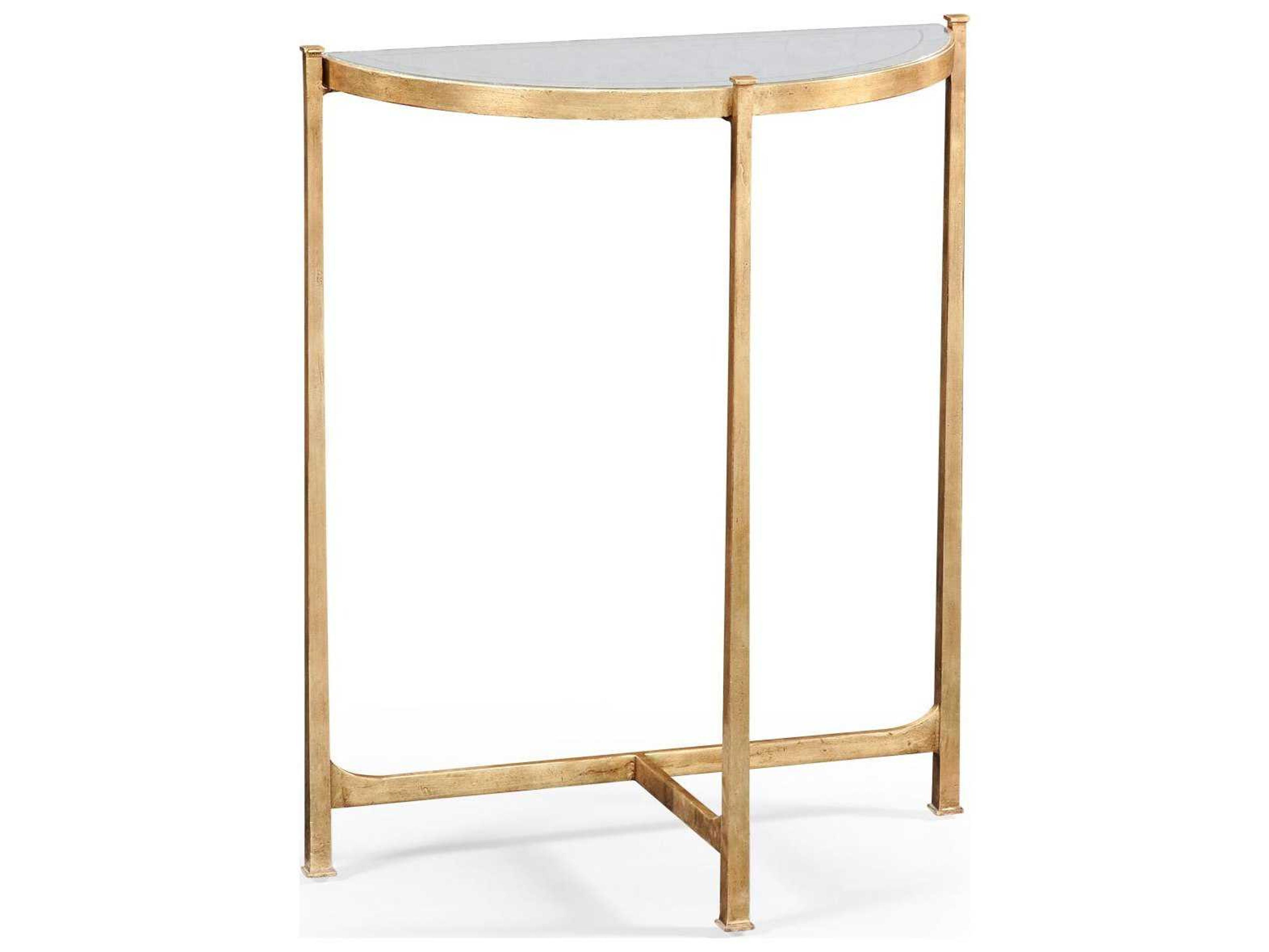 Jonathan Charles Luxe Demilune Glass Gilded Iron Console Table