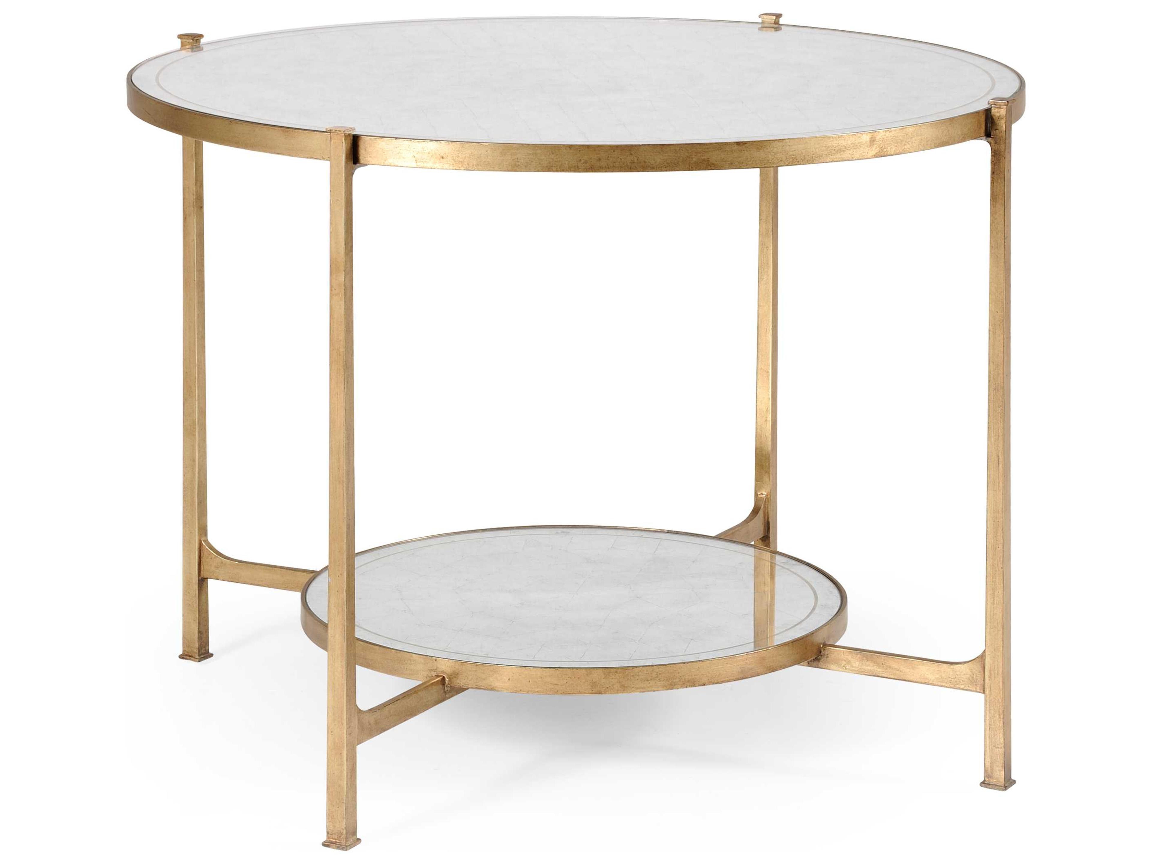 Jonathan Charles Jc Modern Round Glass Gilded Iron Dining Table
