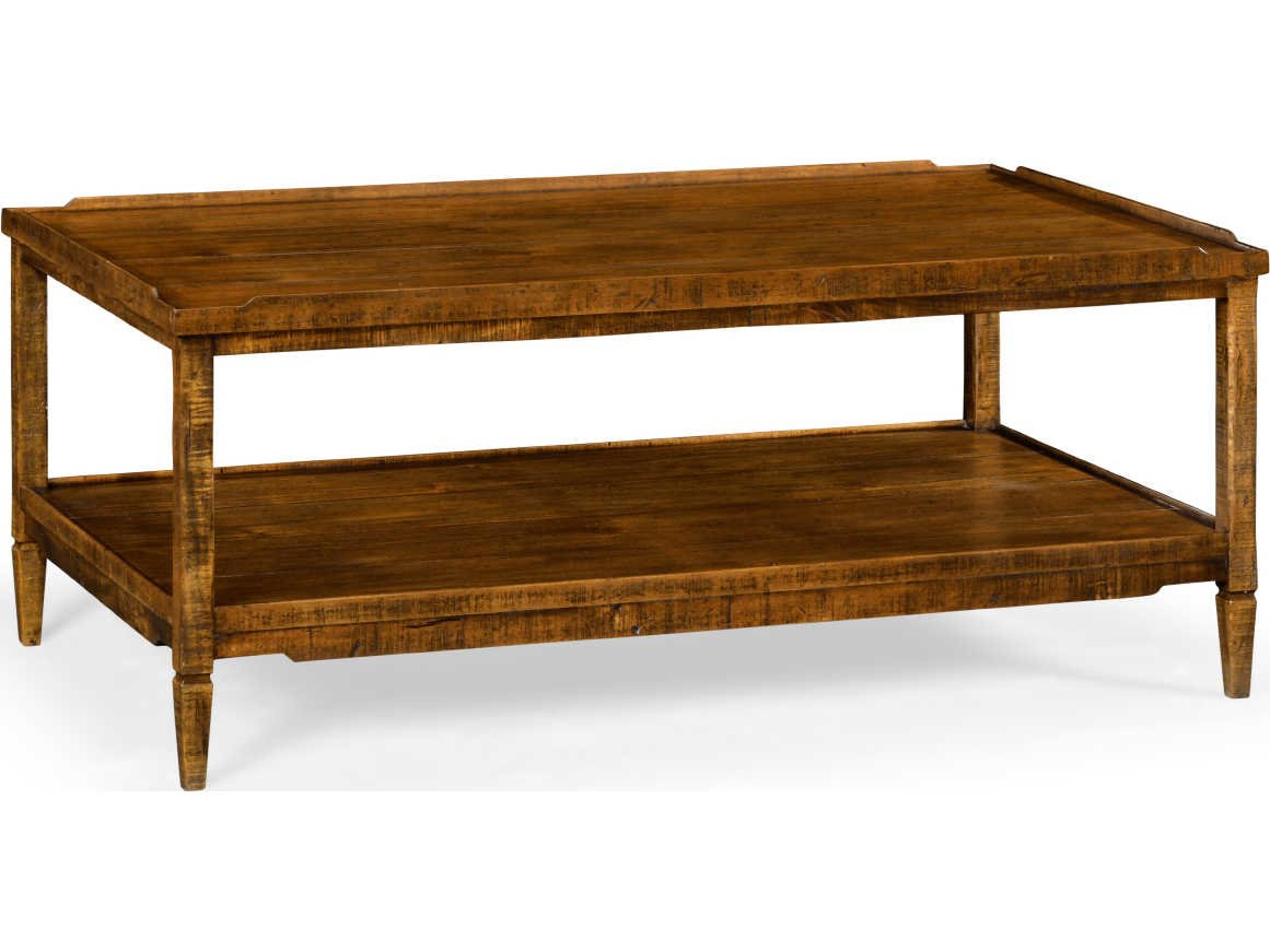 Jonathan Charles Casually Country Rectangular Wood Farmhouse Walnut Coffee Table