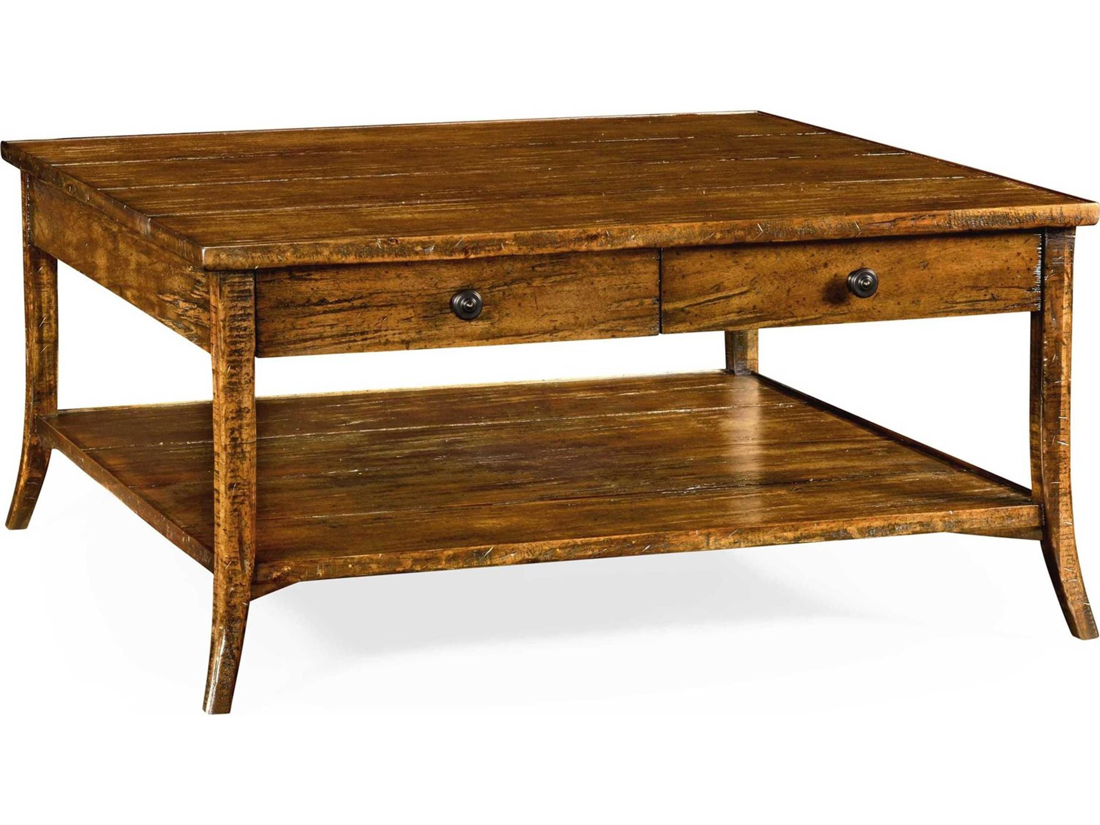 Jonathan Charles Casually Country Square Wood Farmhouse Walnut Coffee Table