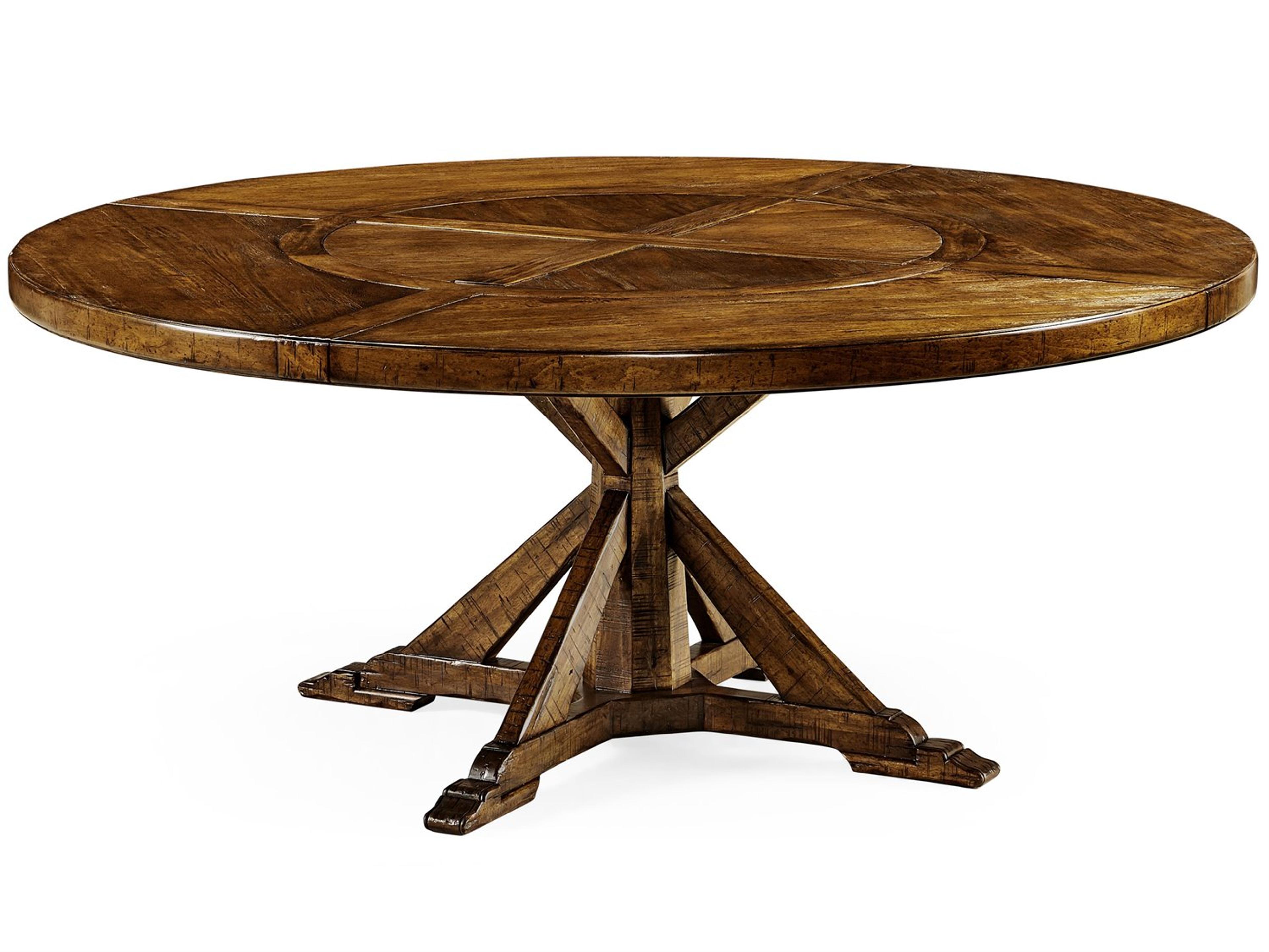 Jonathan Charles Jc Casual Accents Round Wood Country Farmhouse Walnut Dining Table