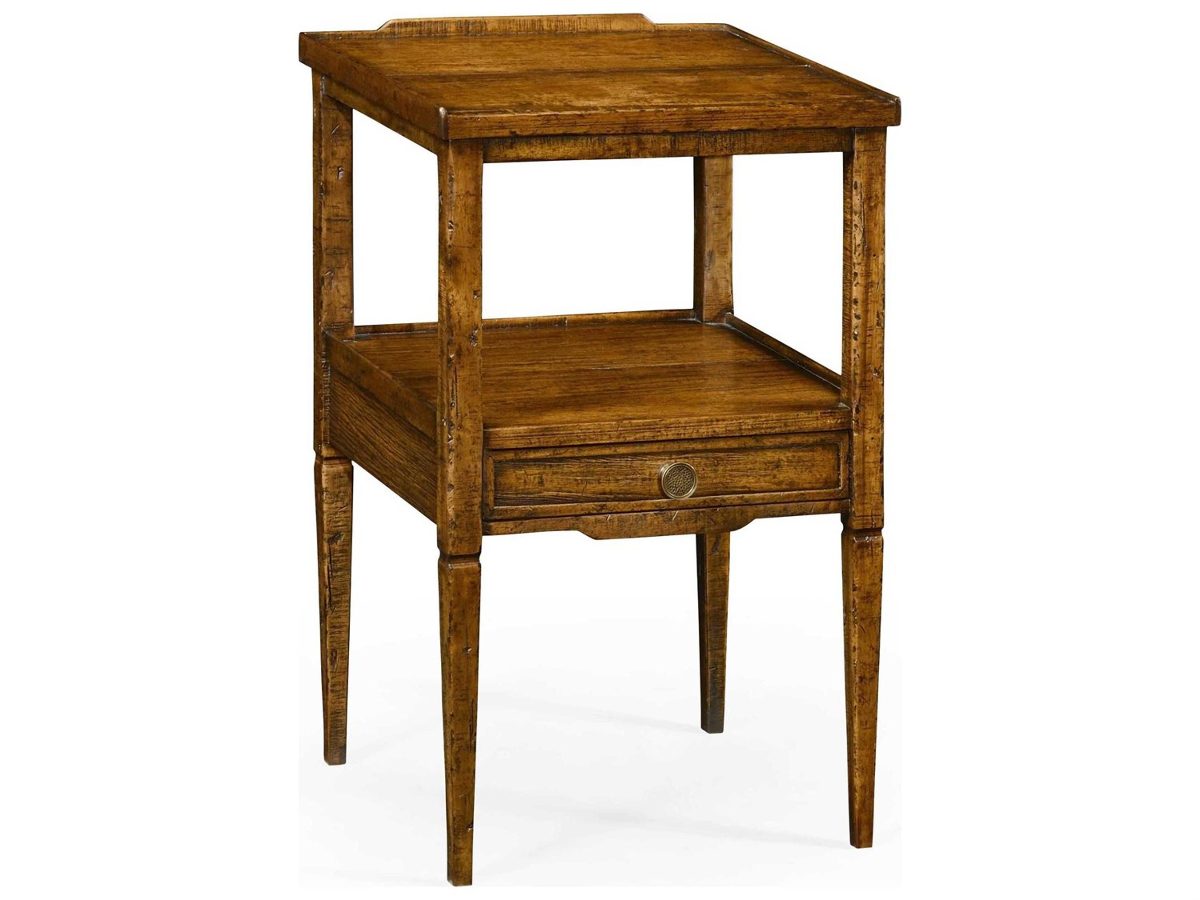 Jonathan Charles Casually Country Square Wood Farmhouse Walnut End Table