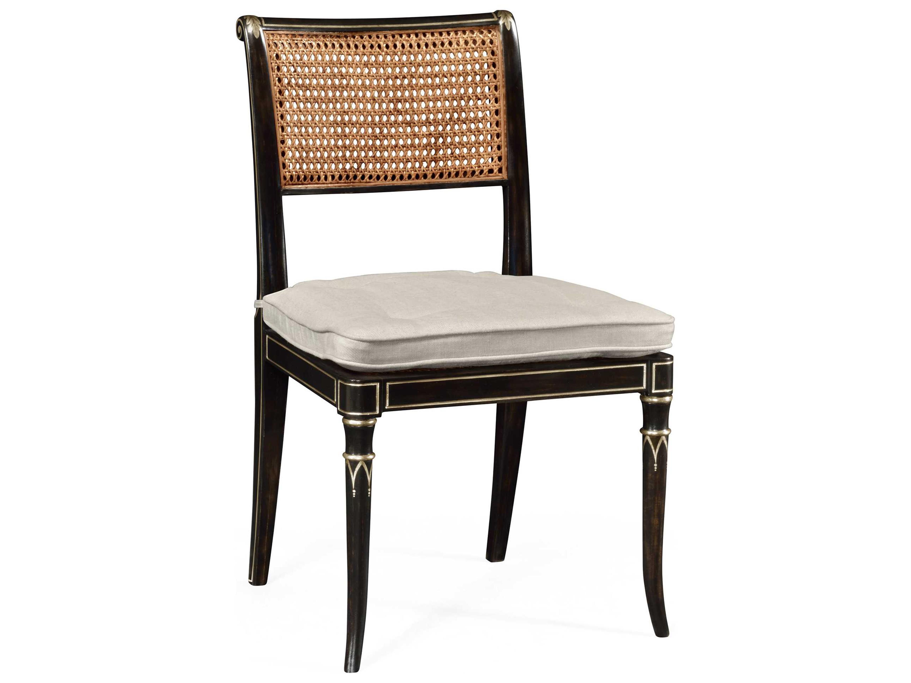 Jonathan Charles William Yeoward Collected Acacia Wood Black Upholstered Side Dining Chair