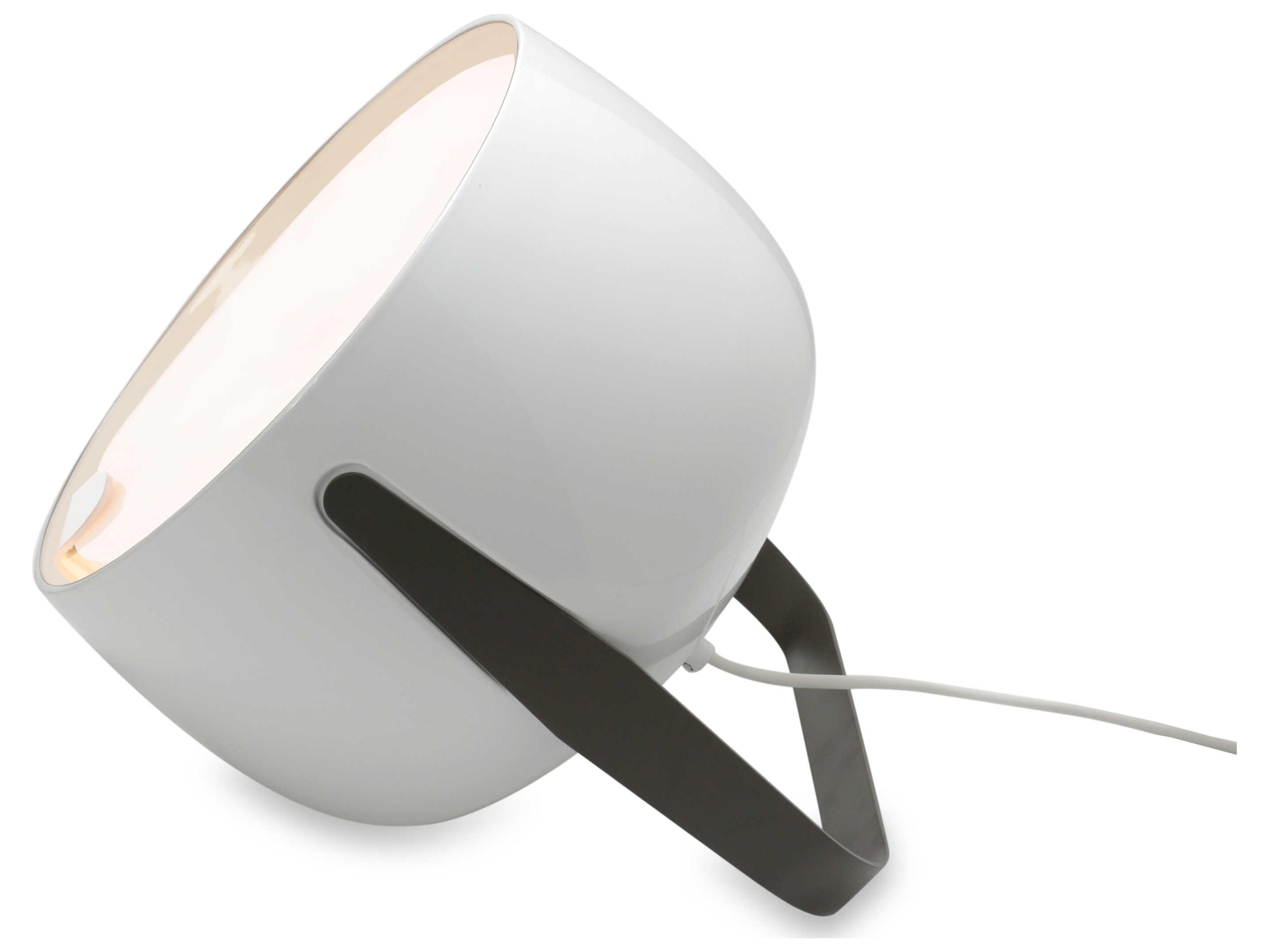 Karman Bag Glossy White Charcoal-Grey LED Gray Table Lamp